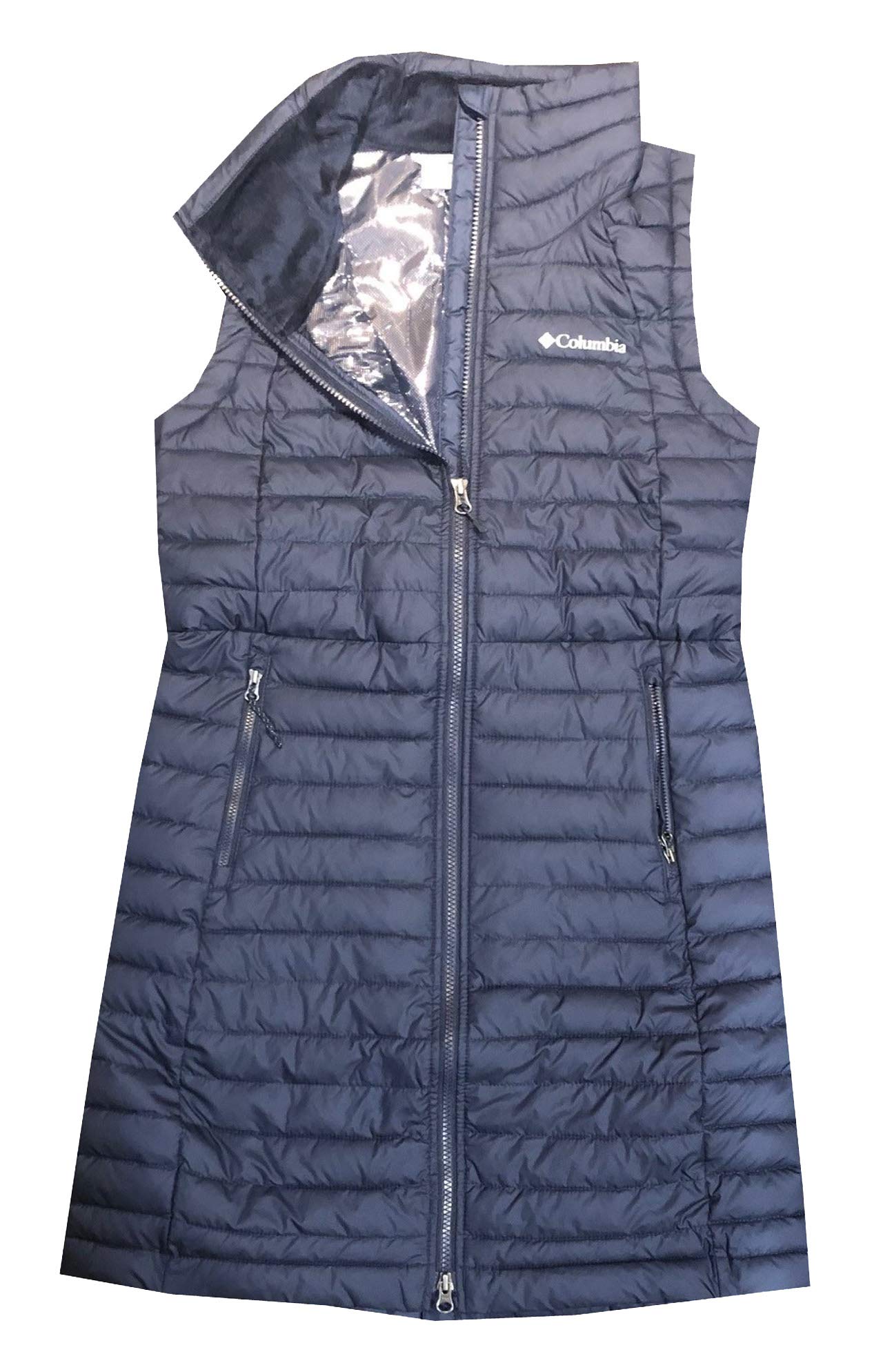 Columbia Women's White Out Long Puffer Omni-Heat Full Zip Insulated Vest - Winter Warmth for Outdoor Activities, Hiking & Snow Sports
