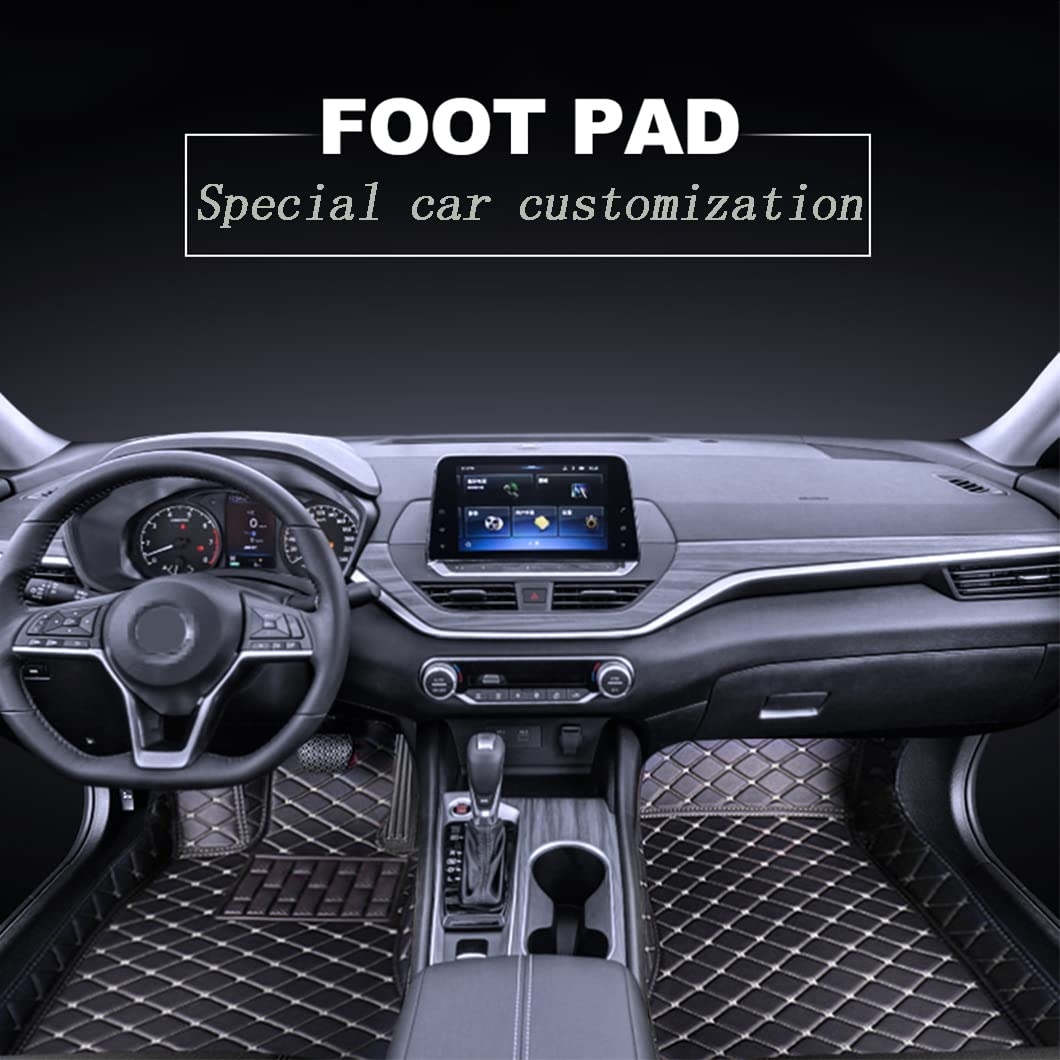 Premium Leather Car Floor Mats for Mercedes Benz CLA AMG 2019-2021 - Waterproof All-Weather Protection Floor Liners (Black-Beige) - Perfect for Daily Commuting, Road Trips & Extreme Weather Conditions