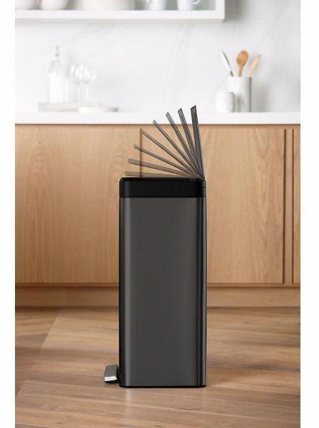 13 Gallon Stainless Steel Step Trash Can with Lid - Kohler STW 20940 Kitchen Garbage Bin, Odor-Proof & Hands-Free Design for Home, Office, or Restaurant Use