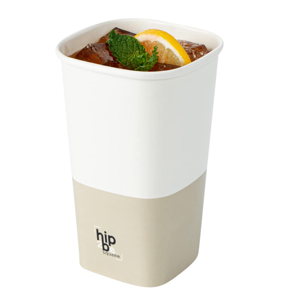 Restaurantware Hip 2 Be Square 16oz Paper Coffee Cups - Leakproof, Reusable, Double PE Lined for Hot & Cold Drinks (Lids Sold Separately) - Perfect for Coffee Shops, Offices, and Catering Events