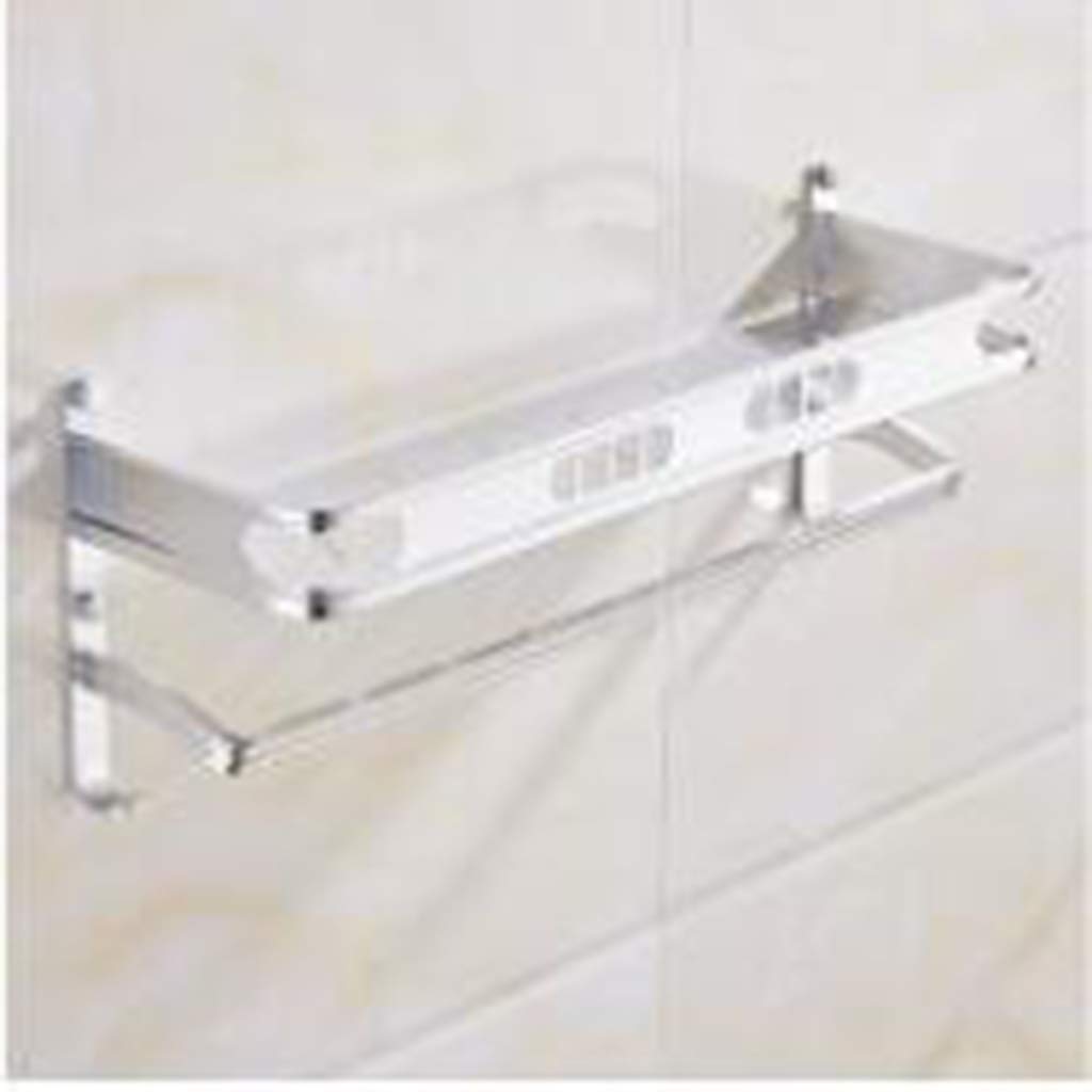 Stainless Steel Double Layer Towel Rack - 50CM Bathroom Shelf with No Drilling Installation, Space Saving Bathroom Organizer (Silver) - Perfect for Small Bathrooms, Apartments and Dorm Rooms