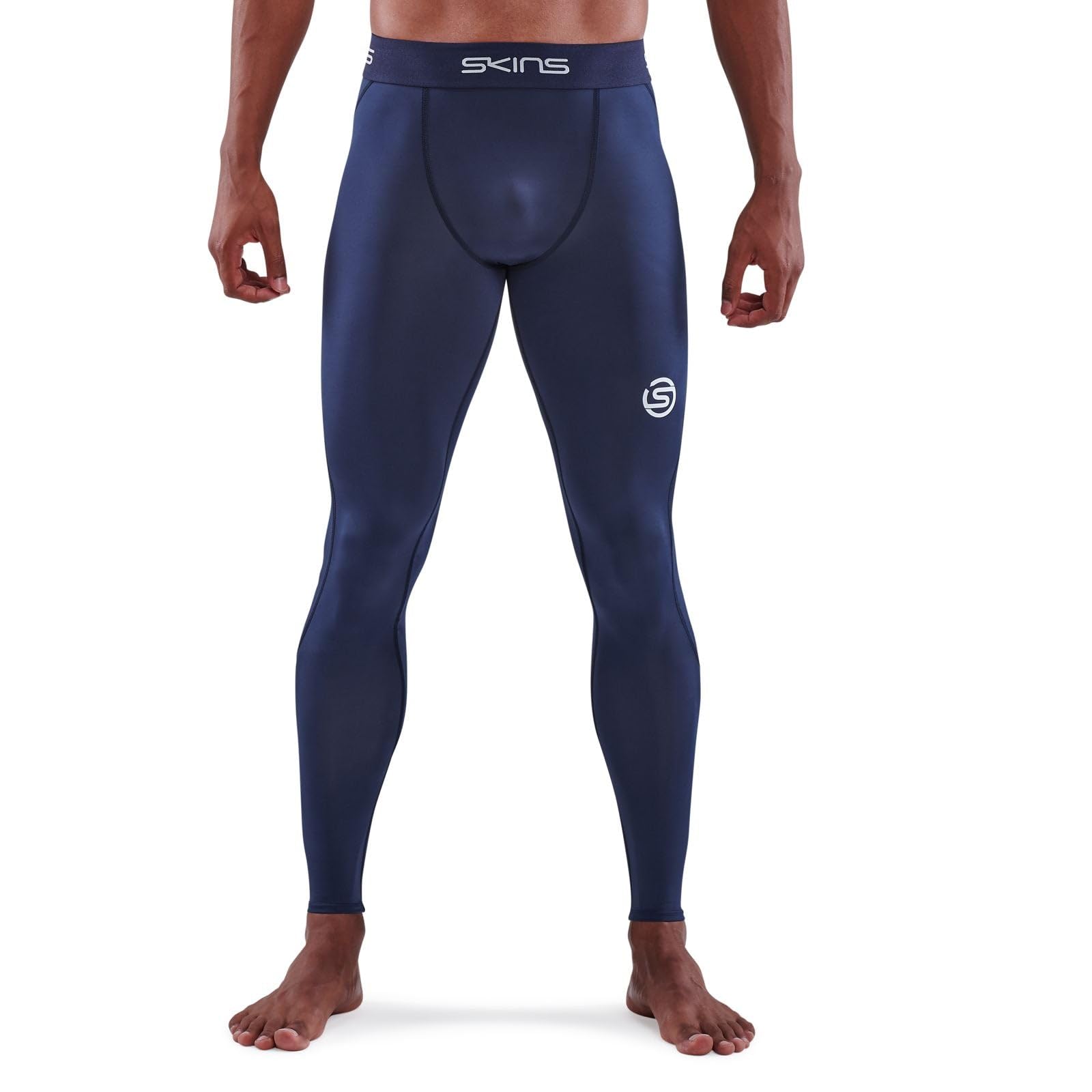 Skins Series-1 Men's Premium Compression Long Tights - Enhanced Blood Circulation, Muscle Recovery for Running, Hiking & Gym Workouts - Navy Blue - Ideal for Marathon Training & Post-Workout Recovery