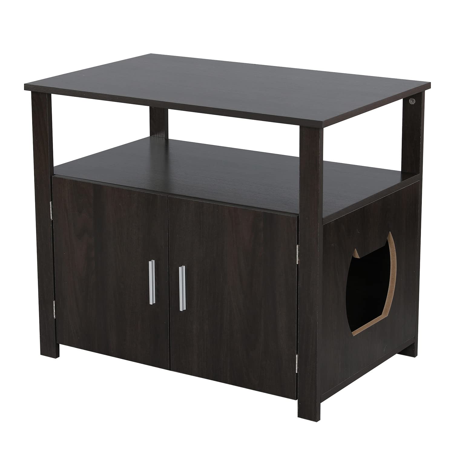 Premium 30-Inch Wooden Cat Litter Box Enclosure - Adjustable Interior Wall & Large Tabletop | Multi-Functional Cat Furniture for Home, Nightstand & Pet House | Modern Design for Living Room, Bedroom or Office Spaces