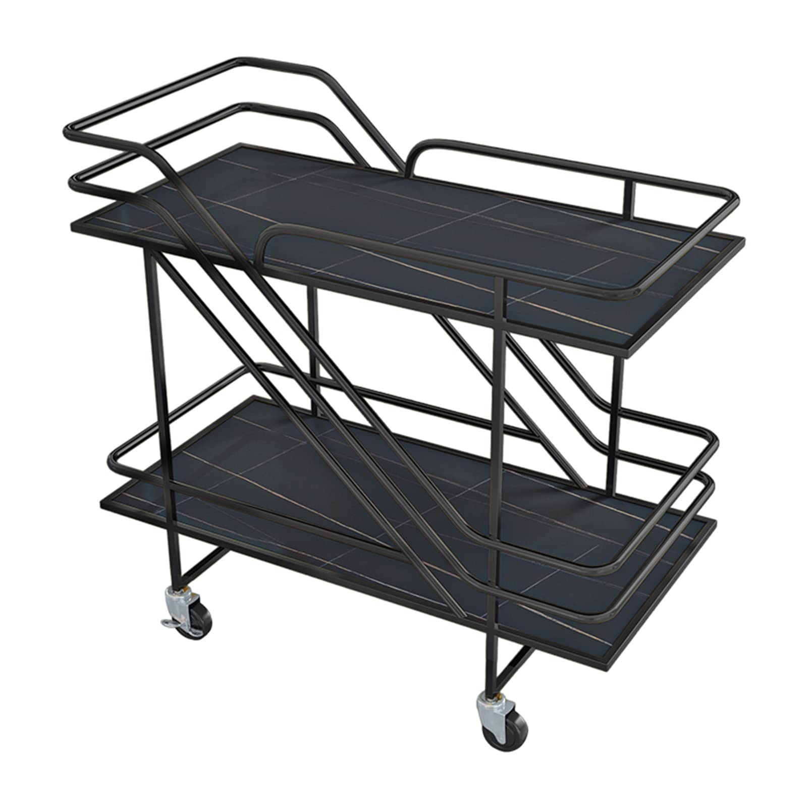 Premium Wine Bar Serving Cart with Wheels & Handle - Modern Wood & Metal Rolling Bar Cart for Home, Kitchen, Living Room | Portable Coffee Trolley for Entertaining, Dining & Office Use