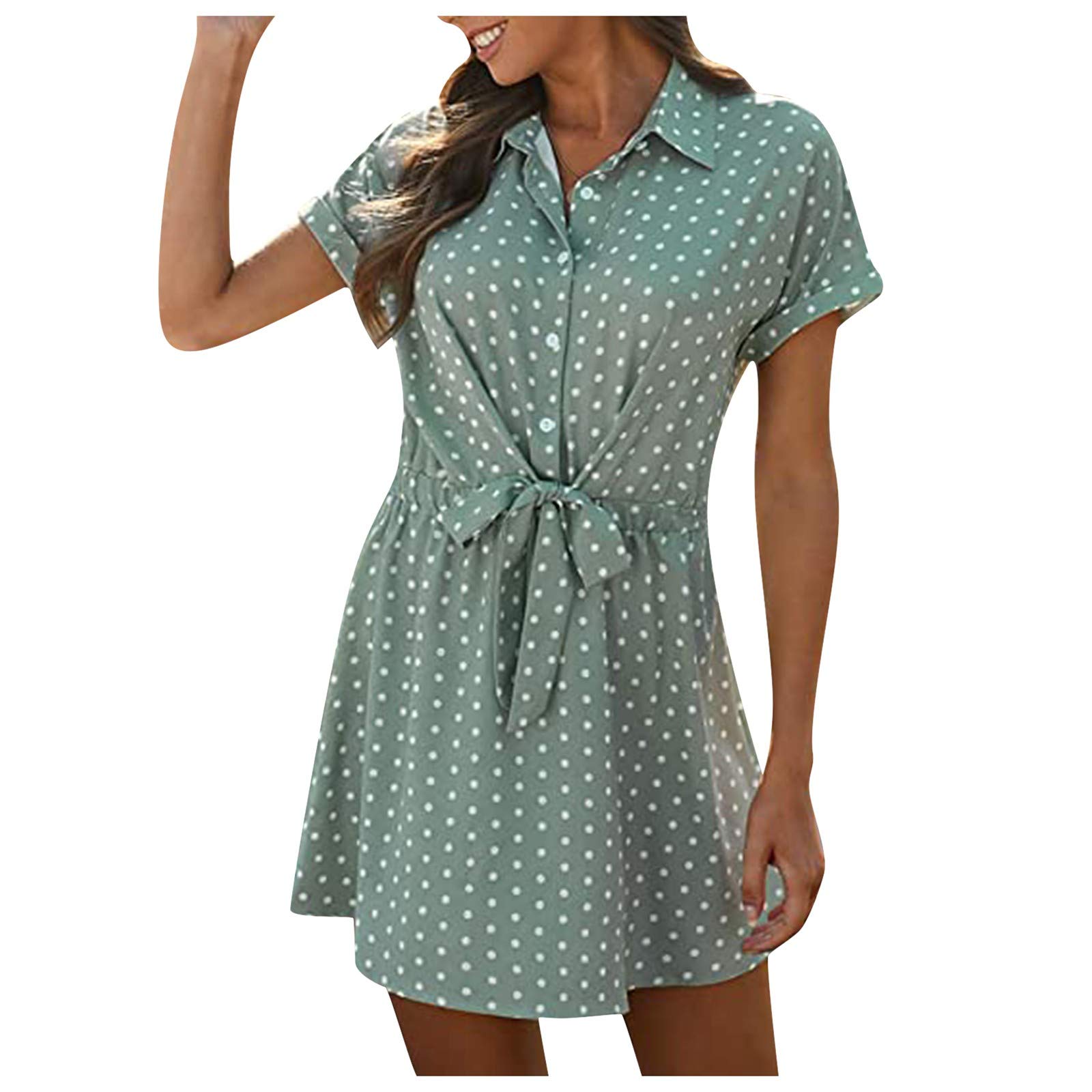 Women's V-Neck Short Sleeve Mini Dress - Casual Flowy Summer Dress for Women | Perfect for Beach, Party & Everyday Wear