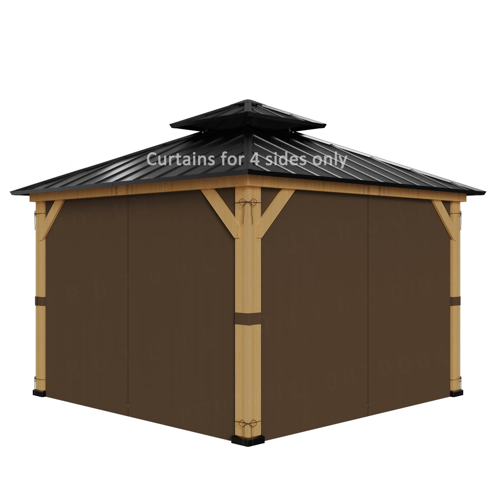 PROTUNE OUTDOORS 10x10 ft Gazebo Privacy Sidewall Curtains Set - 4-Panel Universal Replacement Shade Panels for Outdoor Canopy Protection (Brown) - Perfect for Patio, Deck, Backyard, and Camping Privacy