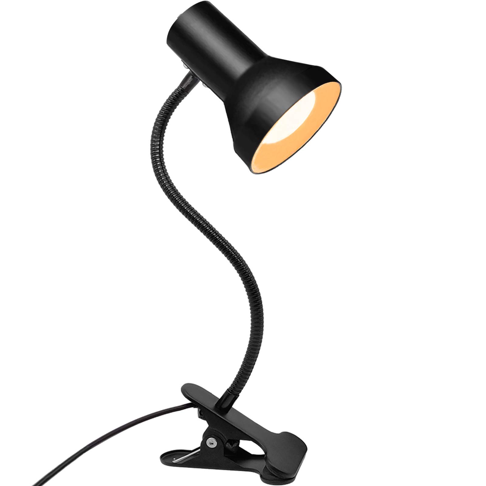 360° Rotating Gooseneck Clip-On Desk Lamp - Eye-Caring LED Reading Light with Adjustable Brightness, Portable Study Lamp for Office, Bedroom & Dorm Room - Black (Ideal for Night Reading, Studying & Workspace Lighting)