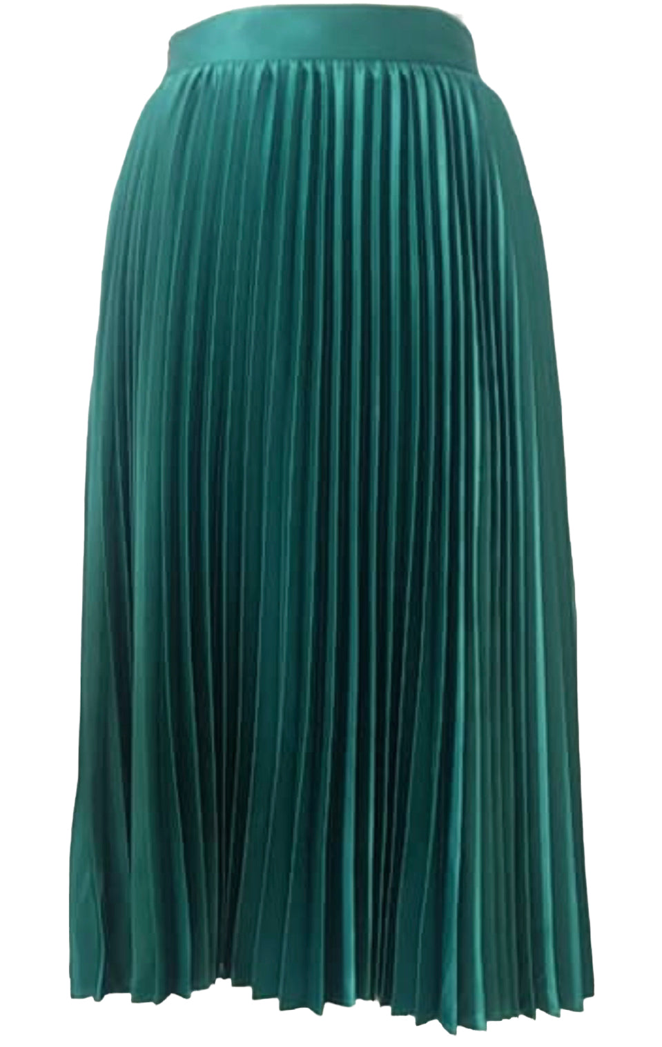 Women's Emerald Green Pleated Midi Skirt - Elegant A-Line Flowy Skirt for Casual & Office Wear | Perfect for Spring, Summer & Fall Outfits