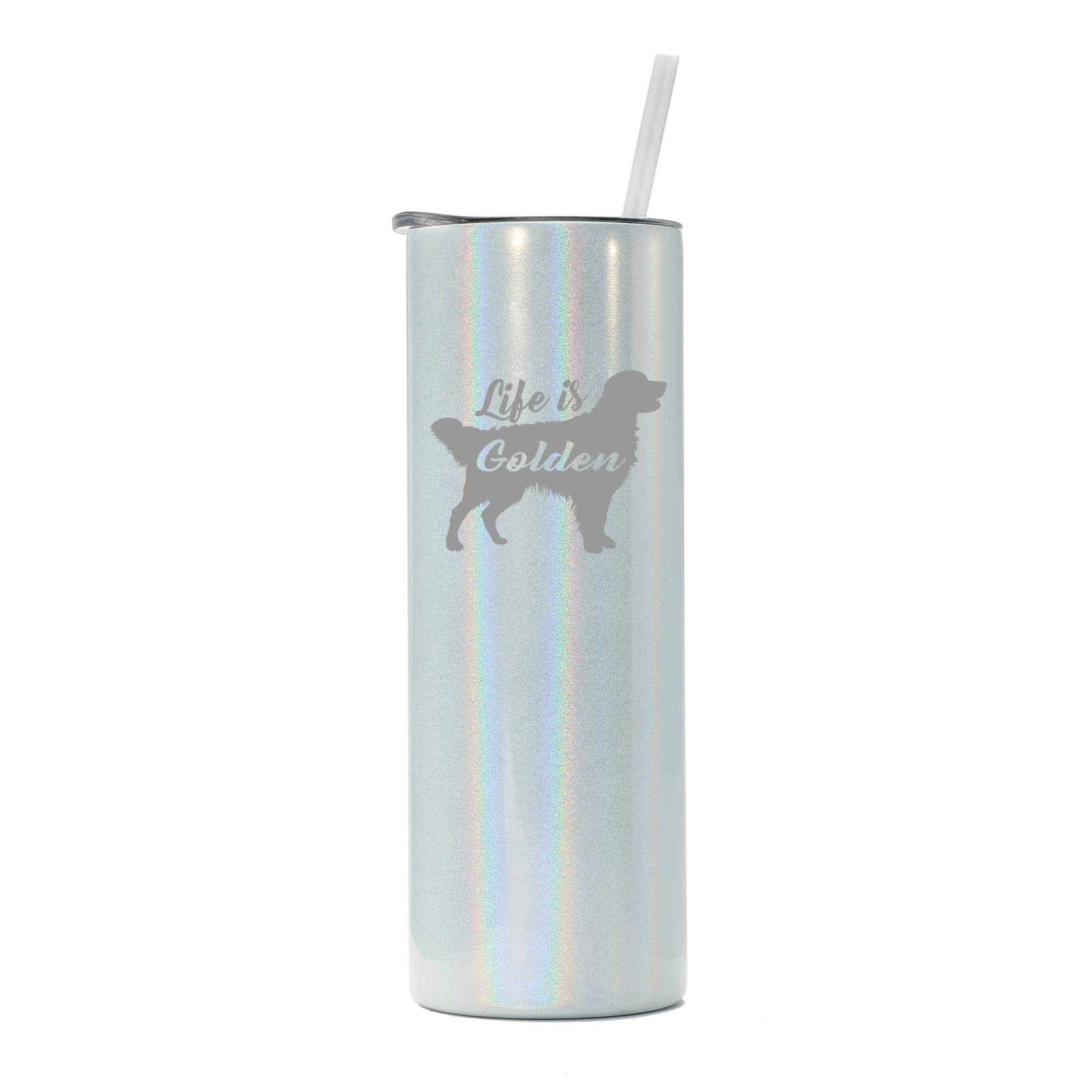 20 oz Skinny Tall Stainless Steel Vacuum Insulated Tumbler with Straw - Golden Retriever 