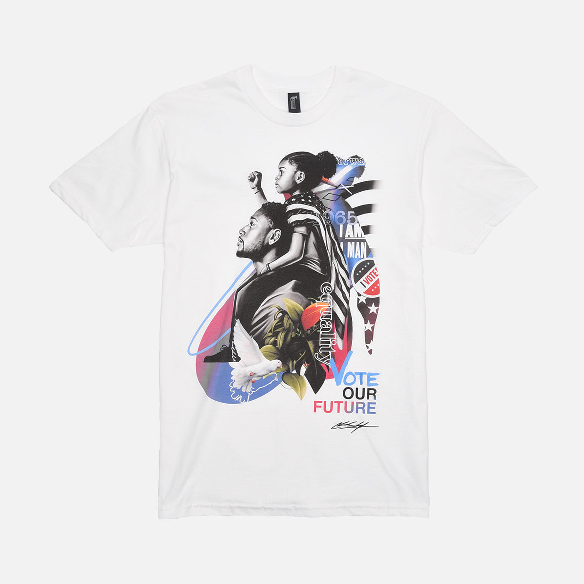 Chuck Styles Vote Our Future Mural Graphic Tee - White | Vintage Political Statement T-Shirt for Men & Women | Perfect for Protests, Rallies & Casual Streetwear