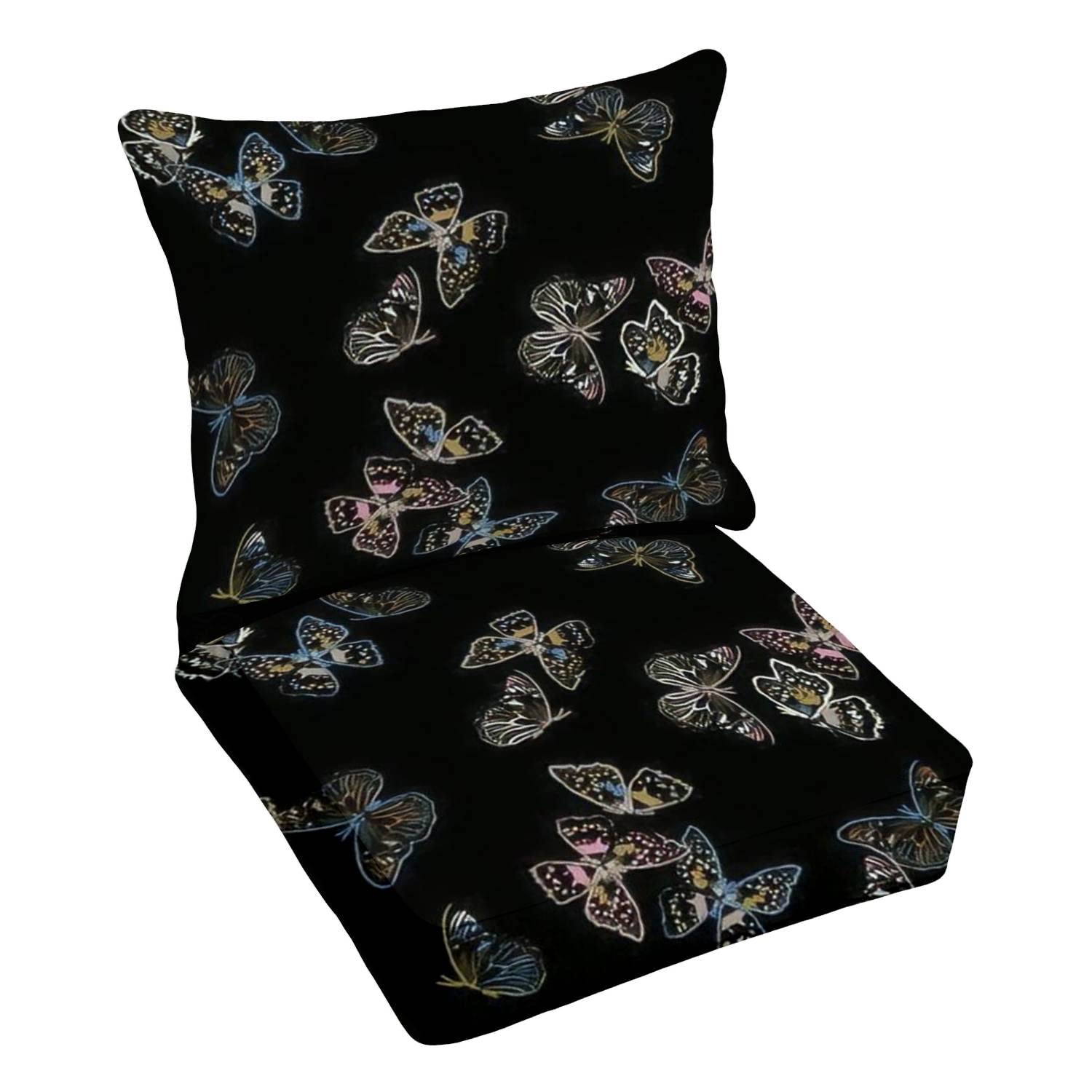Premium Outdoor Deep Seating Cushion Set - Seamless Butterfly Print EPS10 Foam - Replacement Patio Furniture Cushions for Lounge Chairs & Conversation Sets - Perfect for Backyard, Poolside & Garden Relaxation