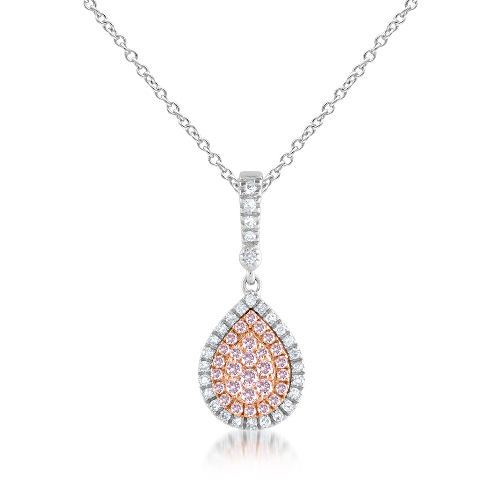 9ct White & Rose Gold 1/5 Carat Diamond Pendant with Pink Argyle Diamonds & 50cm Chain - Elegant Necklace for Women, Perfect Gift for Anniversary, Valentine's Day & Special Occasions