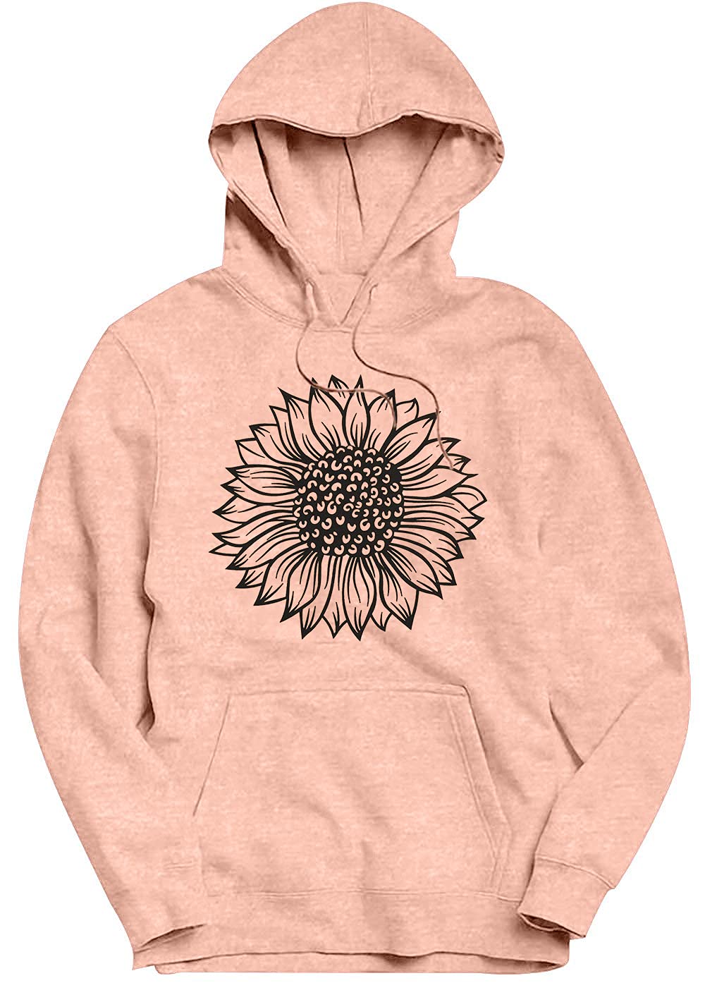 Trendy Women's Sunflower Print Hooded Sweatshirt with Drawstring & Pockets - Cozy Long Sleeve Pullover for Fall Winter Fashion | Perfect for Casual Outings, Coffee Dates & Outdoor Activities