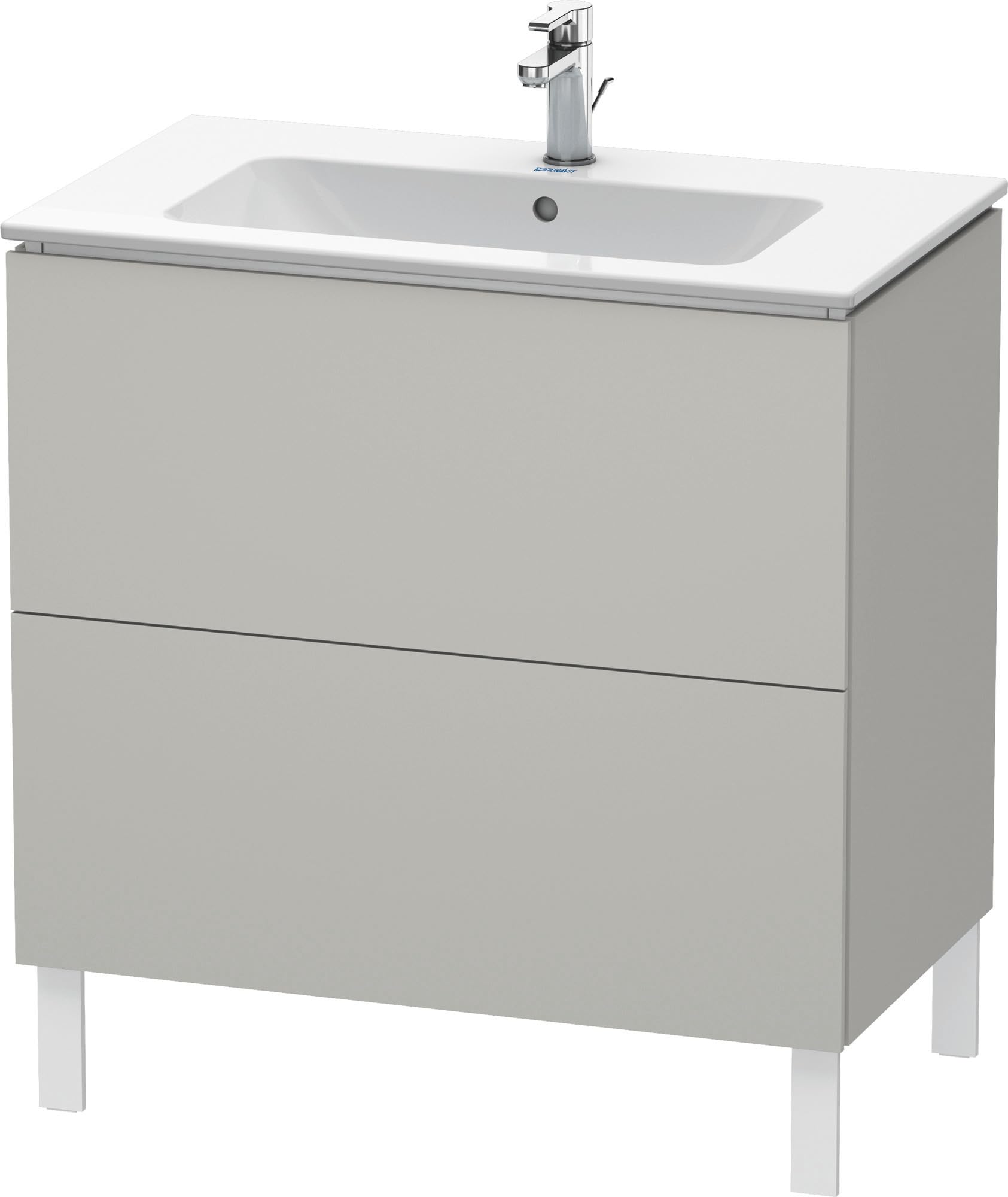 Duravit L-Cube Two-Drawer Floor Standing Bathroom Vanity Unit in Concrete Gray - Modern Space-Saving Storage Solution for Small Bathrooms