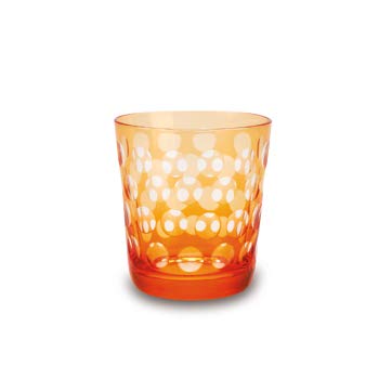 IMPULSE! Orange Polka Dot Glassware Set - 4 Piece Rocks Glasses for Cocktails, Whiskey & Bourbon - Elegant Barware for Home, Parties & Gifts