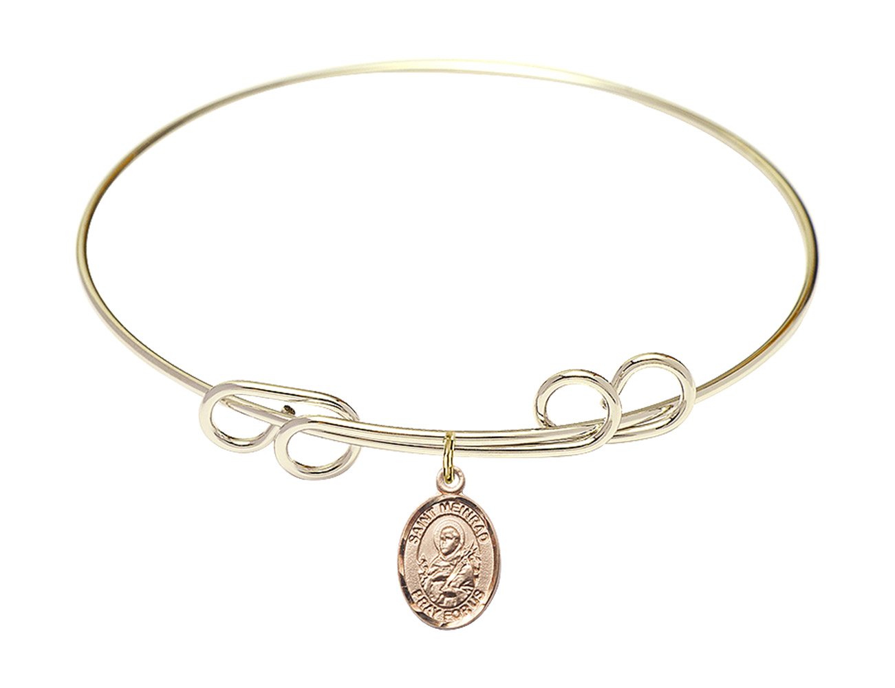 F A Dumont 8 Inch Round Double Loop Bangle Bracelet with St. Meinrad of Einsiedeln Charm - Elegant Religious Jewelry for Women, Perfect for Church, Weddings & Special Occasions