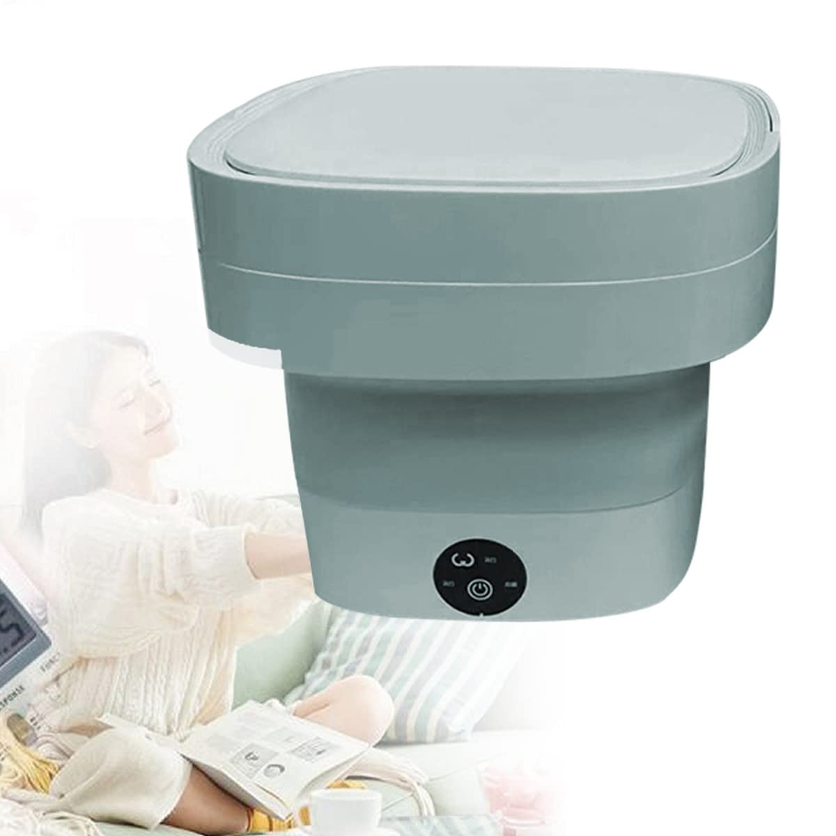 BrightFootBook Mini Foldable Washing Machine | Portable Travel Washer for Clothes, Underwear, Socks & Towels | Compact Laundry Solution for Camping, Dorms & Small Apartments | Blue