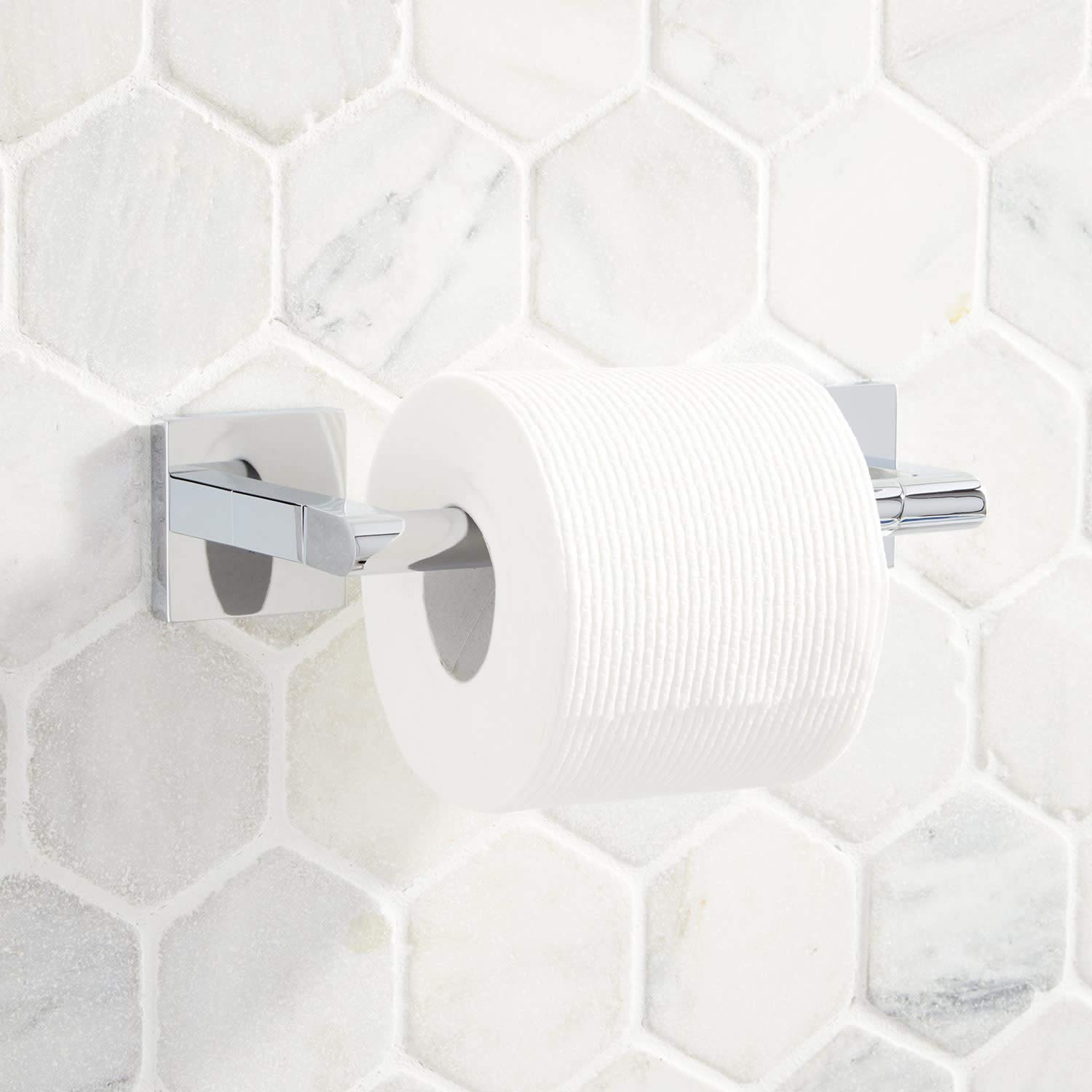 Signature Hardware 448340 Hibiscus Single Post Toilet Paper Holder - Chrome Finish Bathroom Accessory for Modern & Traditional Homes