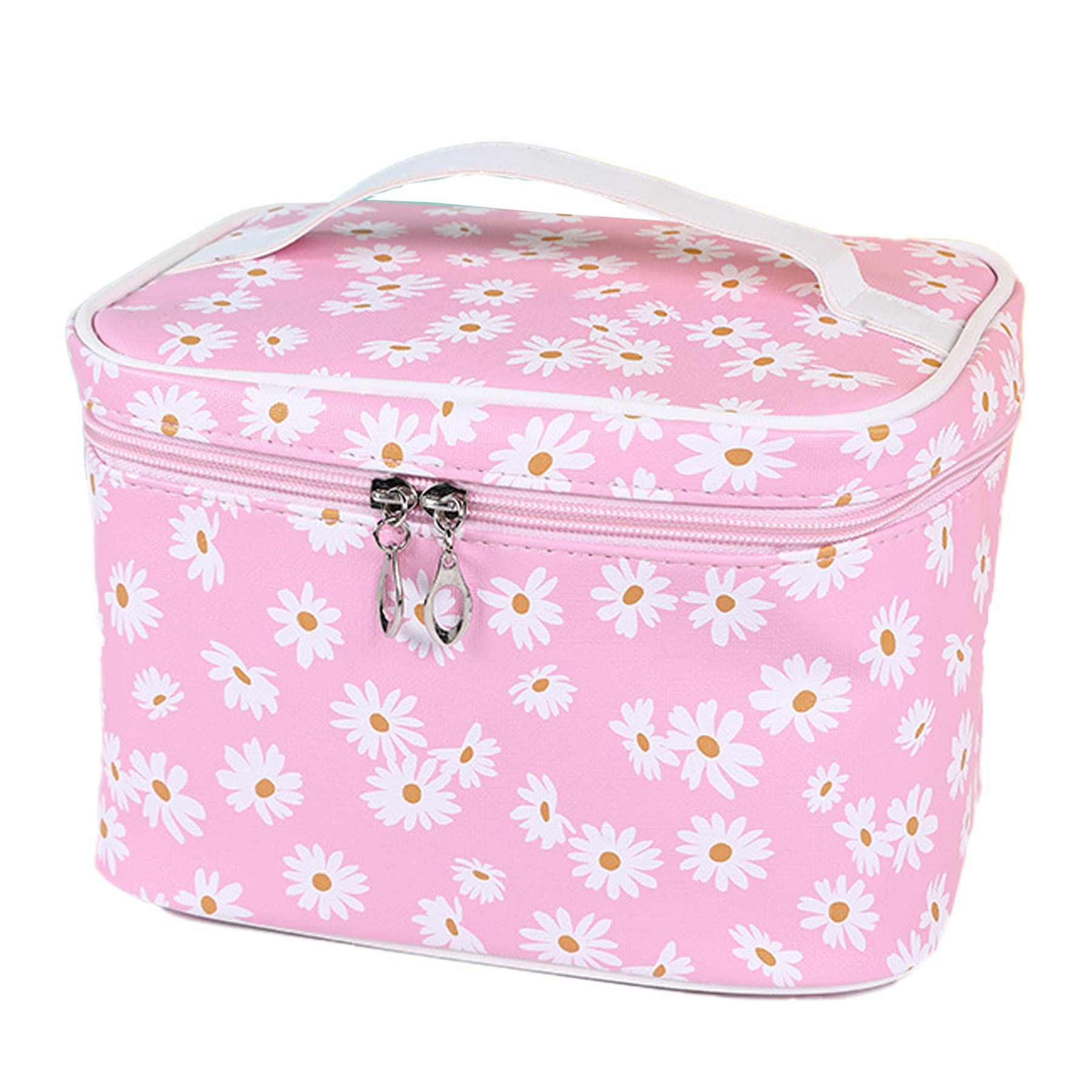 Waterproof Travel Makeup Bag Set for Women - Pink Floral Design