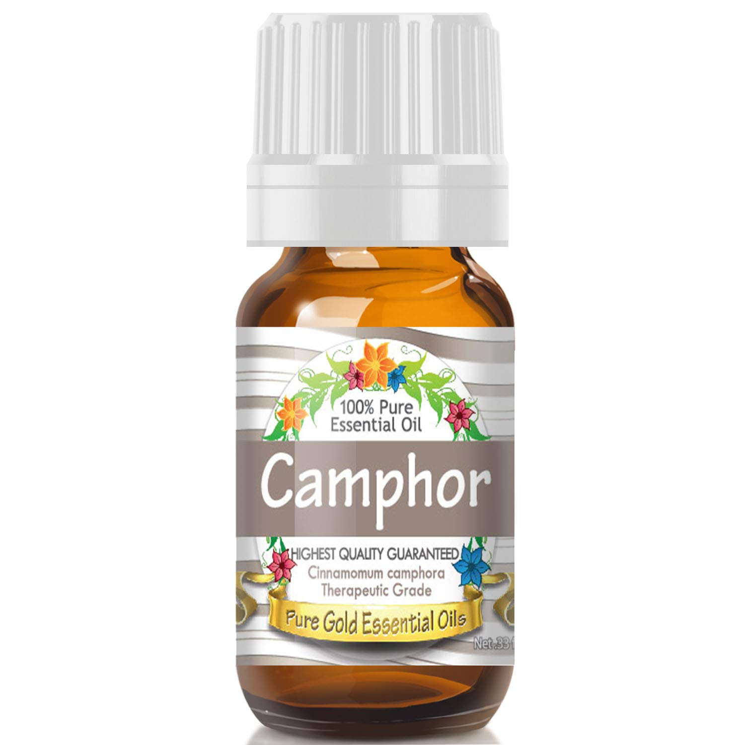 Pure Gold Camphor Essential Oil - 100% Natural & Therapeutic Grade - 0.33 Fl Oz (10ml) for Aromatherapy, Massage & Pain Relief