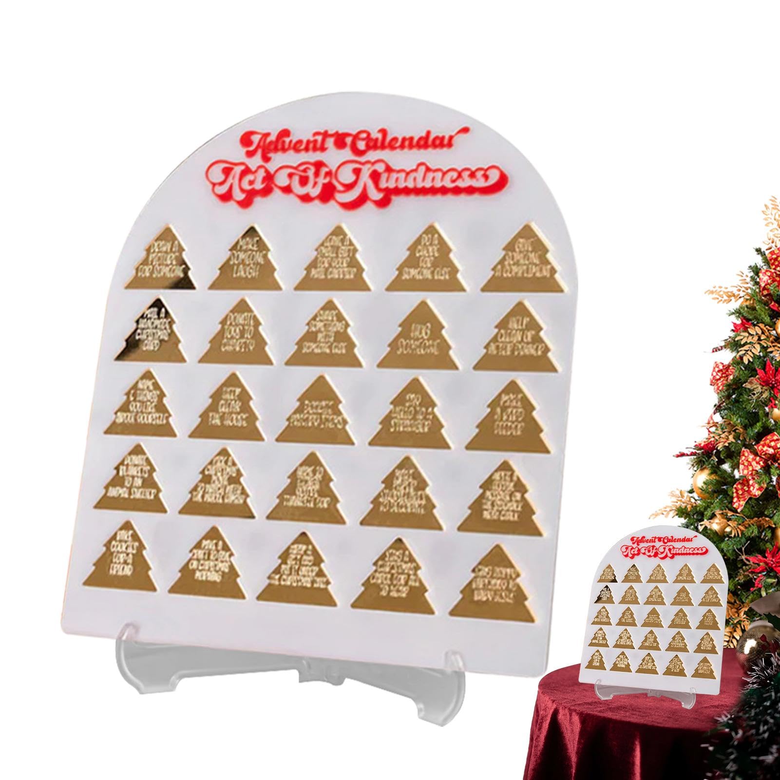 24-Day Christmas Tree Advent Calendar for Adults - 2D Acrylic Desktop Decoration, Holiday Countdown Calendar for Home & Office Decor, Perfect for Holiday Gifts and Festive Celebrations
