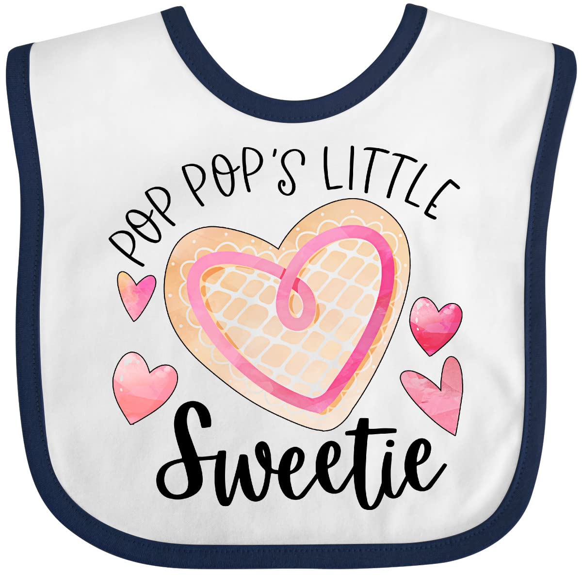 Inktastic Pop Pop's Little Sweetie Baby Bib with Pink Heart Cookie Design - Perfect for Infants, Toddlers, and Gift Giving