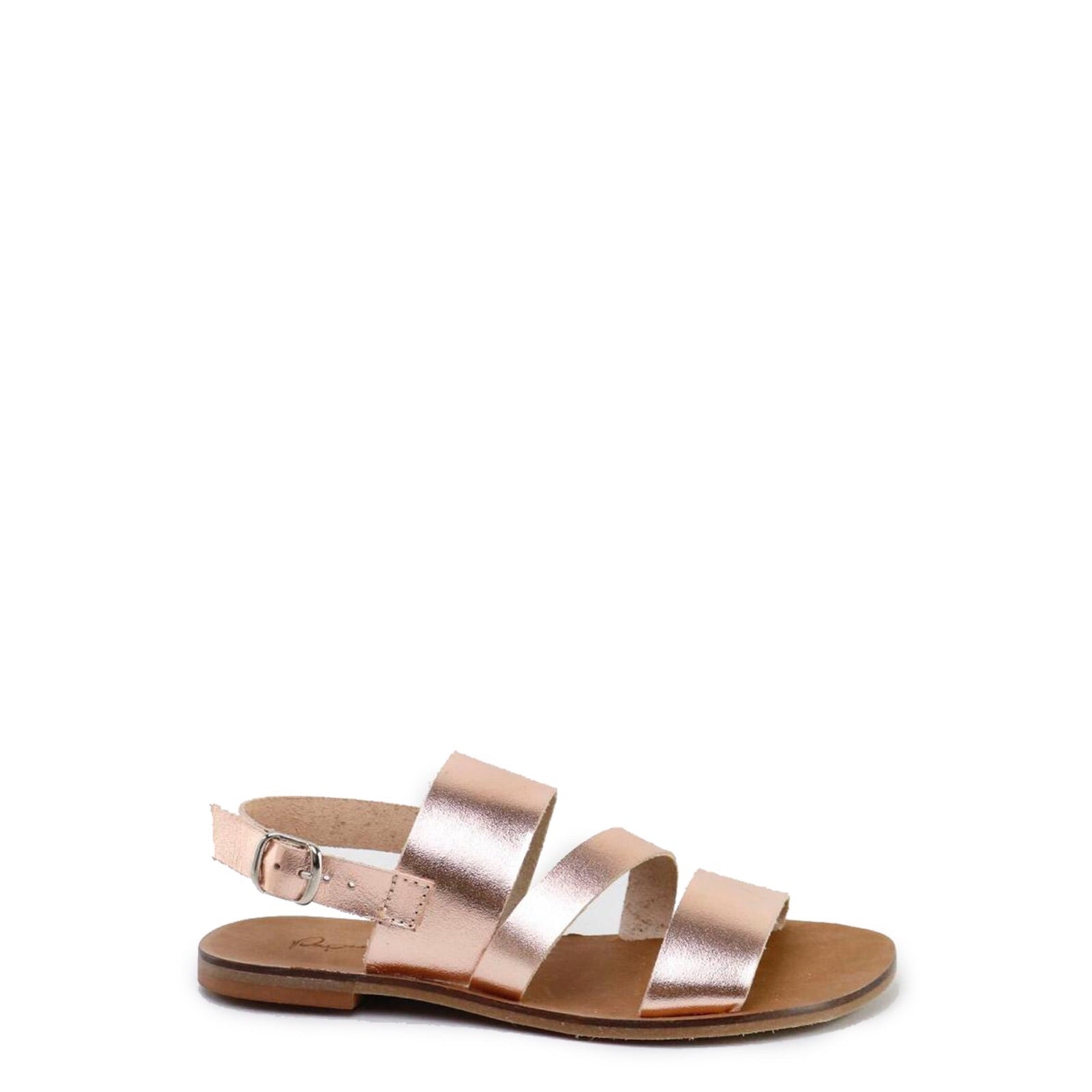 Rose Gold Leather Sandals for Women - Comfortable Summer Flat Sandals with Soft Leather Straps | Perfect for Beach, Vacation and Casual Outfits