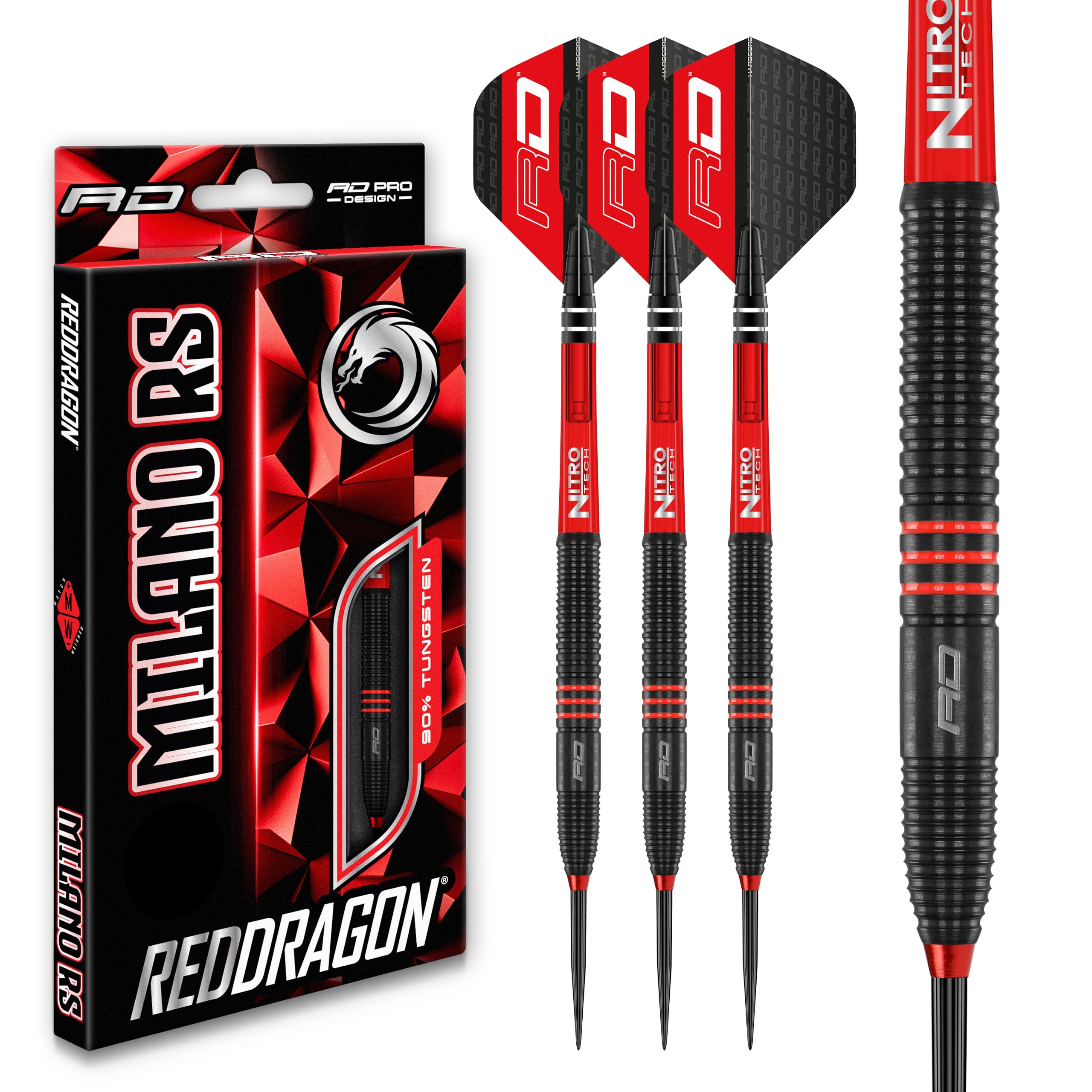 Red Dragon Milano RS 21g - 90% Tungsten Steel Darts Set with Flights & Stems | Professional Darts for Tournaments & Home Practice | Perfect for Bars, Game Rooms & Competitive Play