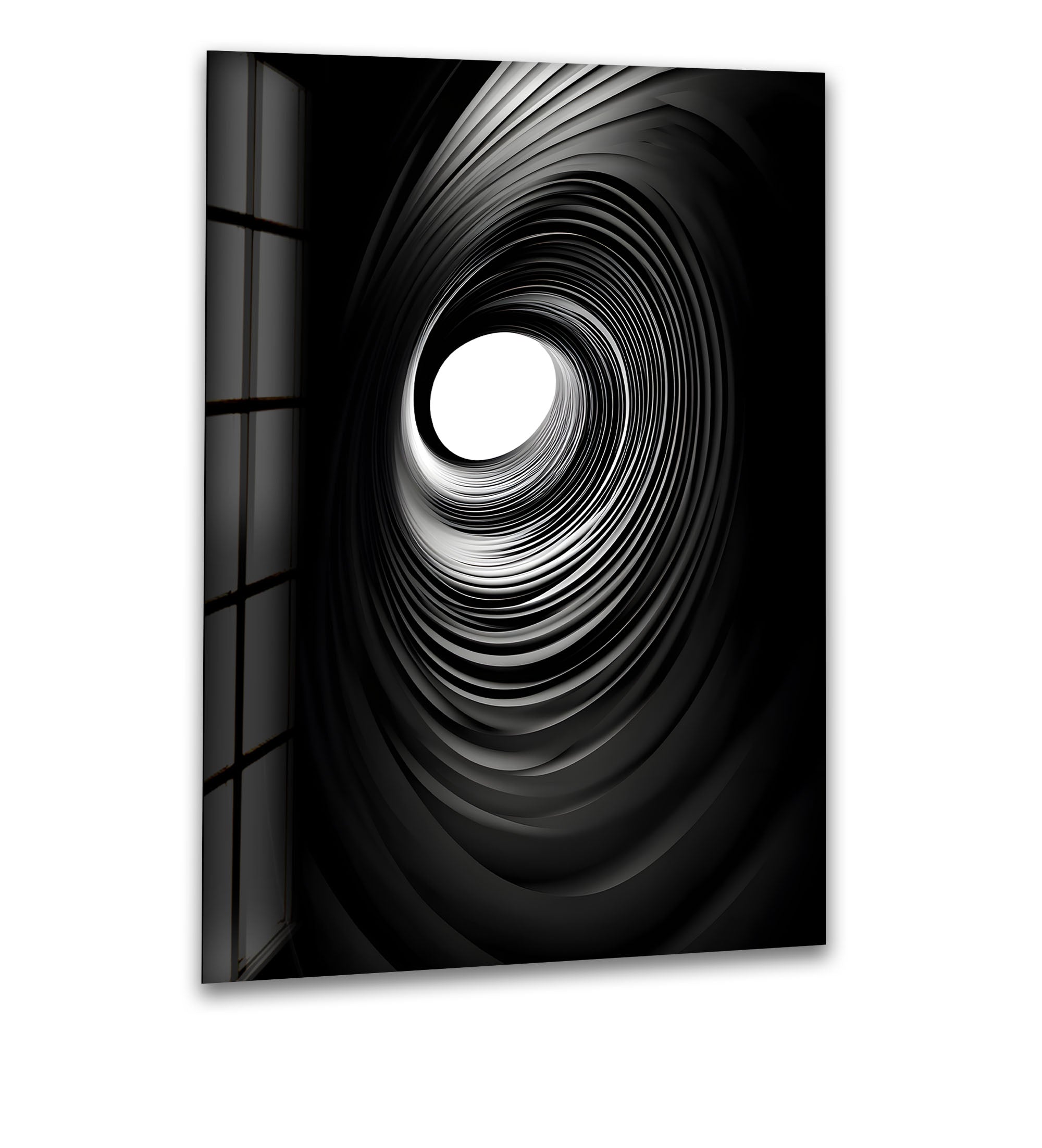 Abstract Black and White Spiral Wall Art - Modern Glass Canvas Painting for Living Room, Bedroom & Office Decor | Unique Home Interior Design