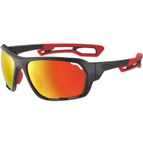 MATT BLACK & RED Wraparound Sports Cycling Sunglasses - Cat 3 UV Protection for Road Biking & Outdoor Activities