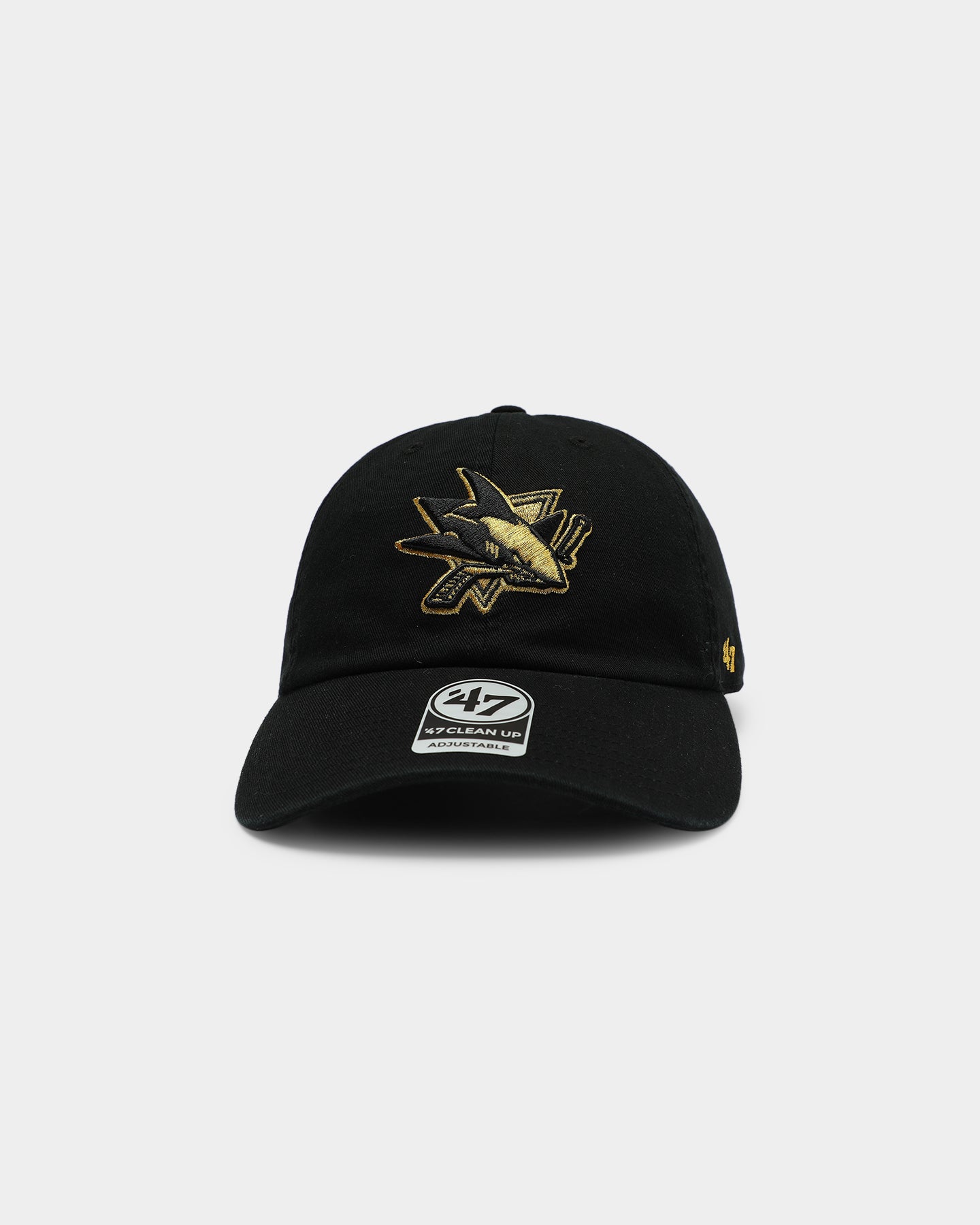 47 Brand San Jose Sharks Clean Up Strapback Adjustable Hat - Black & Gold Hockey Cap for Men & Women - Perfect for NHL Games, Sports Events & Casual Wear
