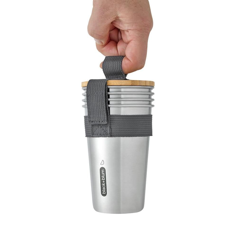 Black + Blum 500ml Picnic Cup Set of 4 - Reusable Stainless Steel Drinking Cups for Camping, Hiking, Outdoor Adventures & Travel