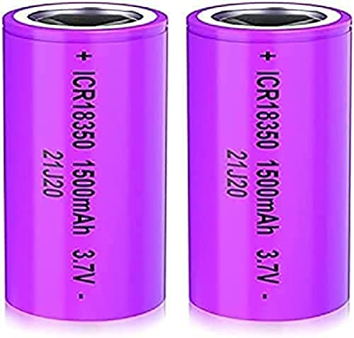 2 Pack Aa Lithium Batteries 3.7V 15A 1500mAh 18350 Flat Top Rechargeable Li-ion Battery for Flashlights, Vape Mods & Electronic Devices