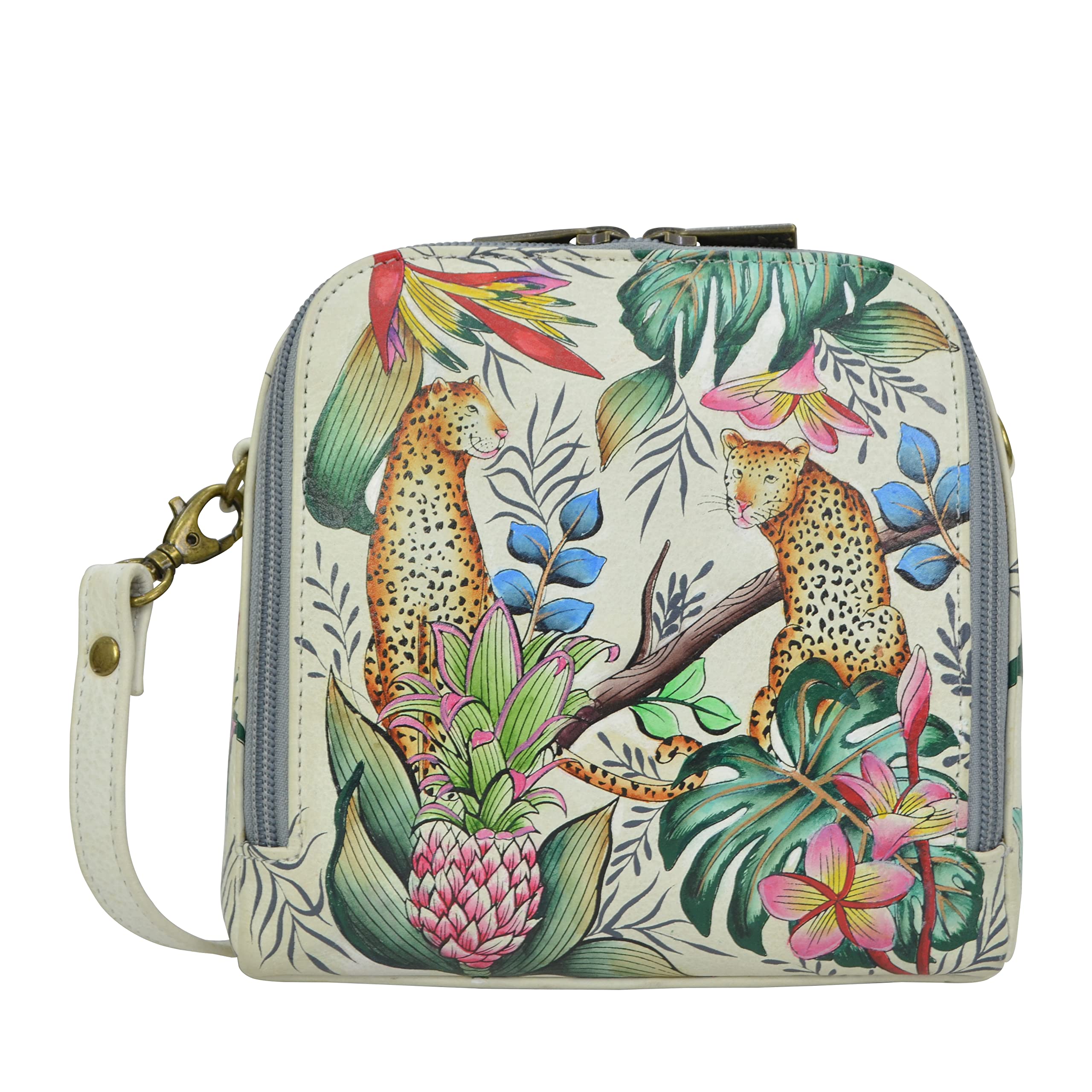 Anuschka Women’s Genuine Leather Zip Around Travel Organizer Wallet - Hand Painted Floral Design for Passport, Credit Cards & Cosmetics | Perfect for Vacation, Business Trips & Daily Use