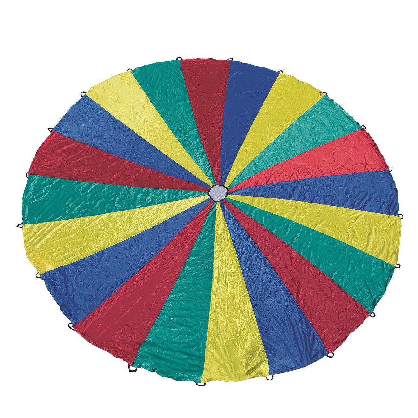 24' Play Parachute for Kids & Schools - Durable Nylon Playground Equipment for Outdoor Games, Gym Class & Team Building Activities