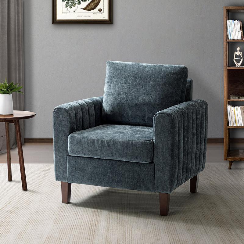 Luca Square Club Armchair - Modern Accent Chair for Living Room, Lounge & Office - Stylish Upholstered Armchair with Wooden Legs - Perfect for Home Decor, Reading Nook & Relaxation