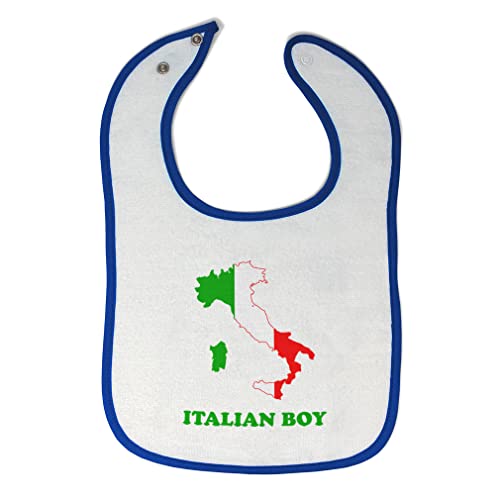 Italian Cotton Baby Bibs & Burp Cloths Set for Toddlers - Soft White & Royal Blue Design for Boys & Girls - Perfect for Feeding, Drooling & Messy Playtime