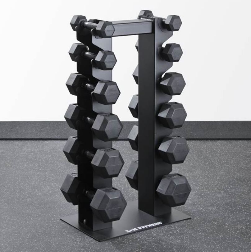 22.5lb Virgin Rubber Hex Dumbbell Set with Chrome Finish & Storage Rack - Perfect for Home Gym, Strength Training & Weightlifting Workouts