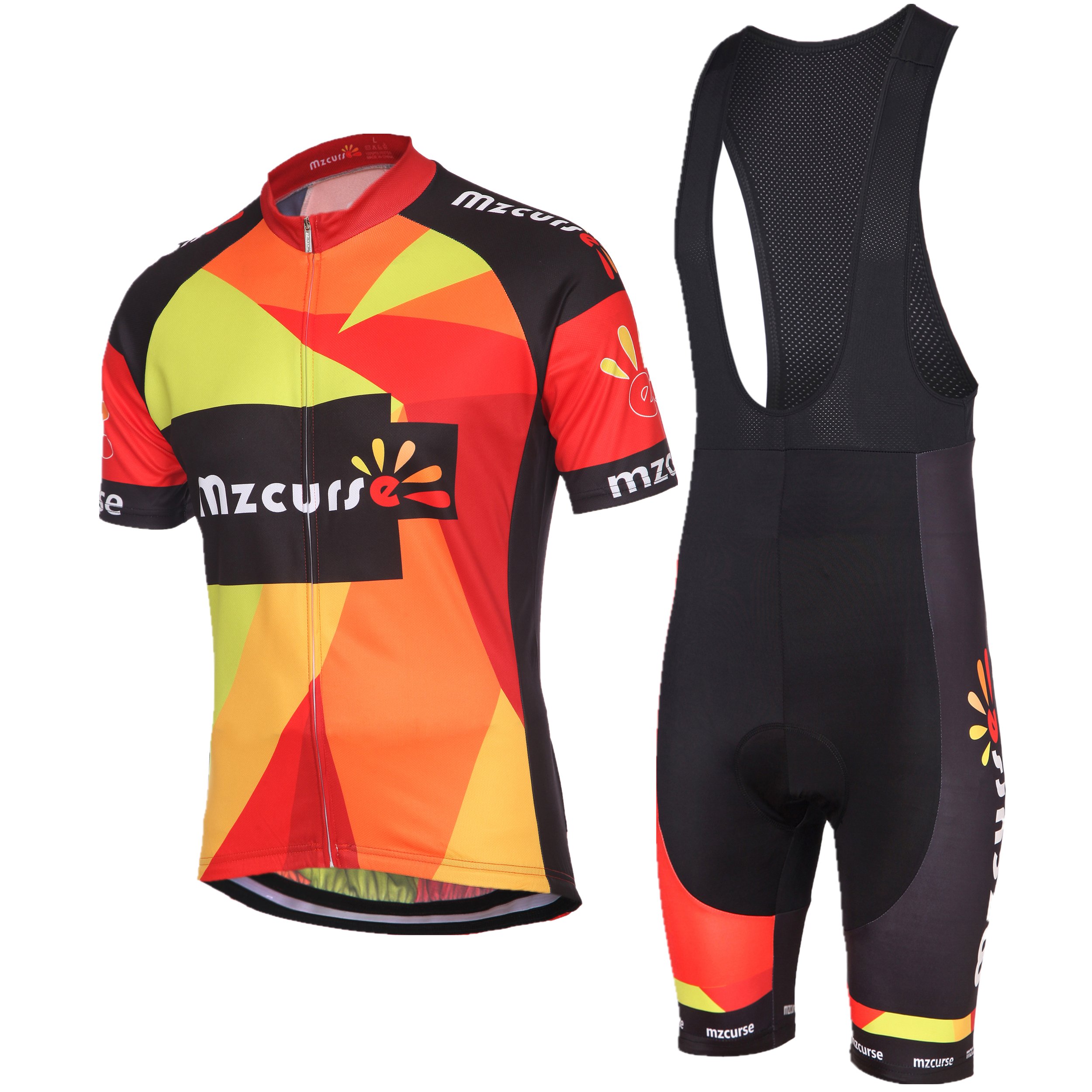 MZCurse Men's Cycling Jersey & Shorts Set - Breathable Bike Short Sleeve Shirt with Padded Shorts for Road & Mountain Biking - Perfect for Cycling, Training & Outdoor Sports
