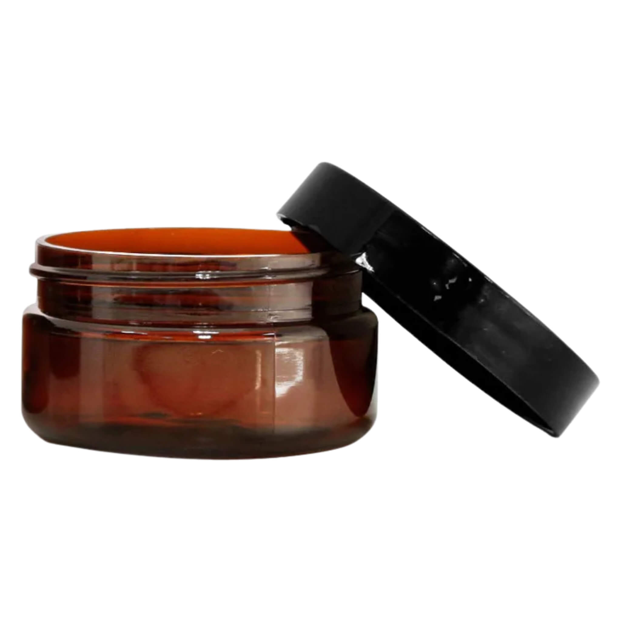 Amber Plastic Jar with Smooth Black Lid - Airtight Storage Container for Spices, Herbs, and DIY Crafts | Perfect for Kitchen, Bathroom & Organizing Small Items