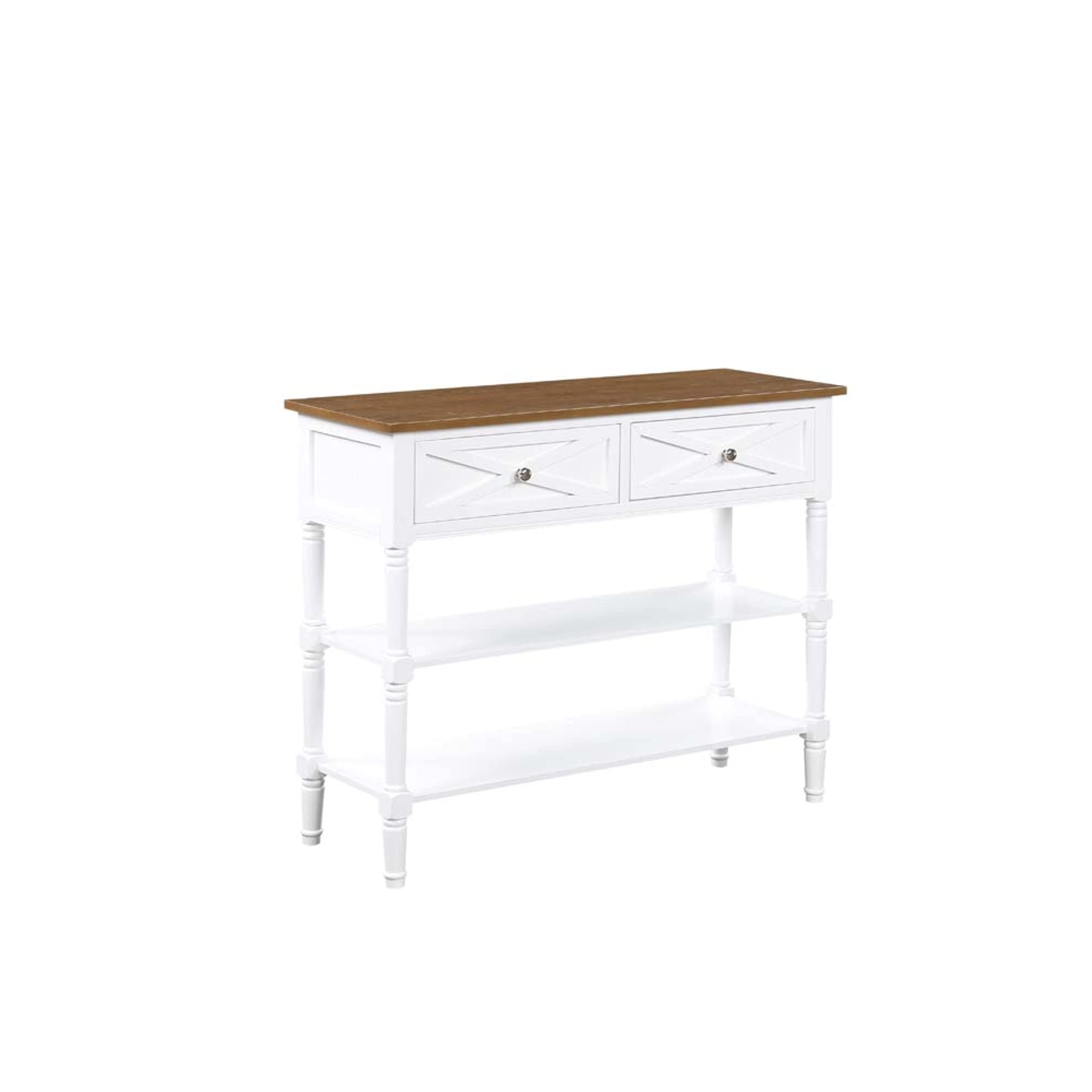 Ergode Country Oxford 2 Drawer Console Table with Shelves - Rustic Entryway Table for Hallway, Living Room & Bedroom Storage