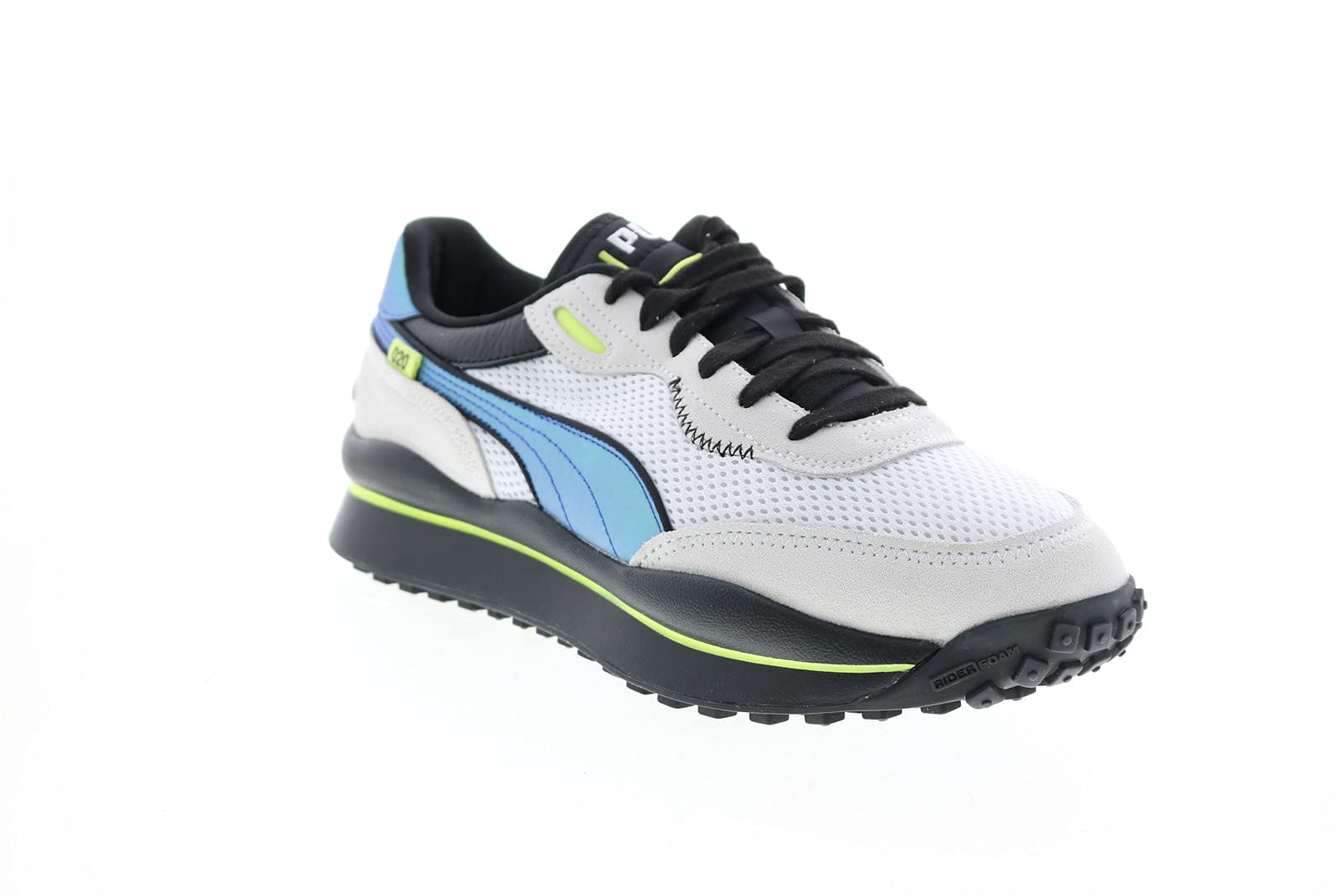 PUMA Men's Style Rider Petrol Spill Sneakers - Black & Off White Casual Shoes for Running, Walking & Streetwear Fashion