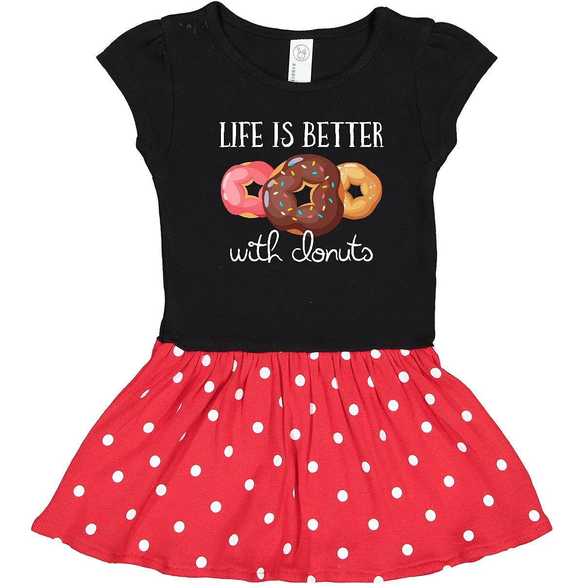 Inktastic Life is Better with Donuts Toddler Dress - Cute Donut Print Girls Outfit for Birthday, Party & Casual Wear