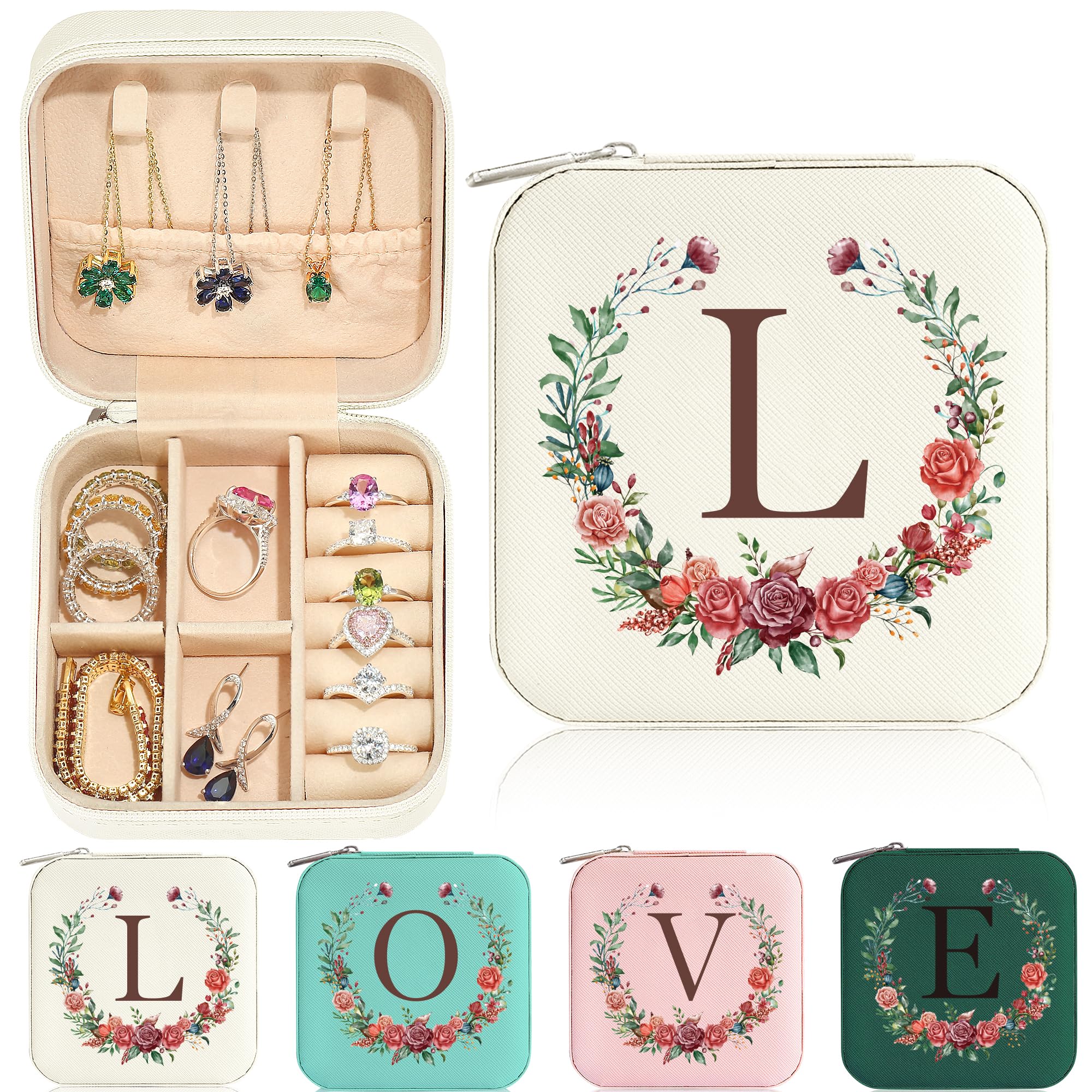 Personalized Initial Jewelry Box for Women - Best Friend Birthday Gift Idea | Travel Jewelry Box with Monogram | Unique Friendship Gifts for Her | Small Keepsake Box for Necklaces & Rings - Perfect for Travel, Anniversary & Special Occasions