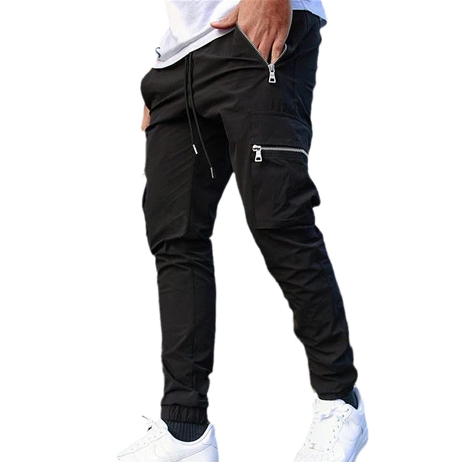 RWCFZJP Men's Cargo Sweatpants - Casual Jogger Pants for Running, Workout & Outdoor Activities | Comfortable Trousers for Men with Multiple Pockets