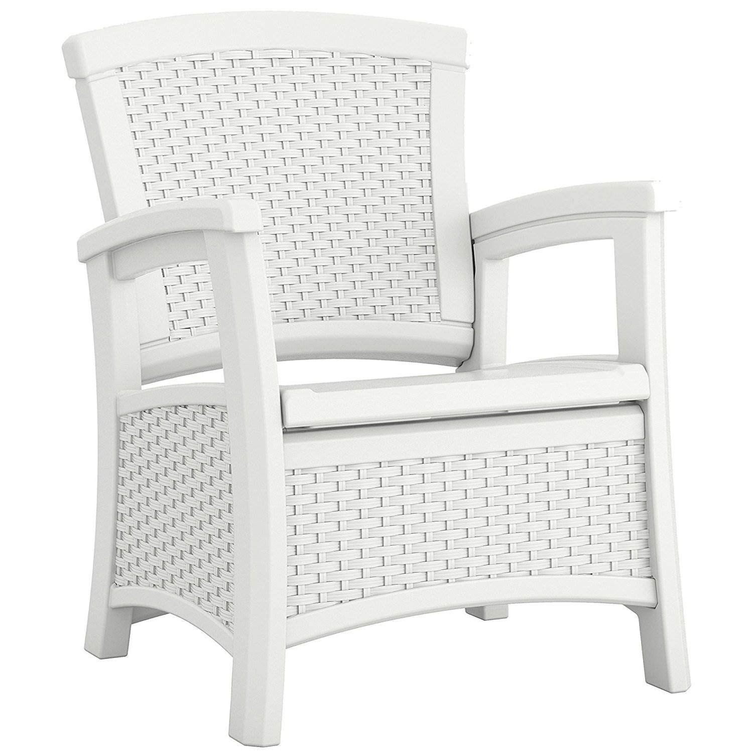 Suncast Elements Club Chair with Storage - Lightweight, Durable Resin All-Weather Outdoor Chair with 11 lbs Storage Capacity - Perfect for Patio, Deck, Poolside, and Backyard Relaxation - White