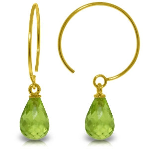 1.35 Carat 14K Solid Yellow Gold Circle Wire Earrings with Peridot Gemstone | Dainty Boho Jewelry for Women | Perfect for Everyday Wear, Parties & Special Occasions