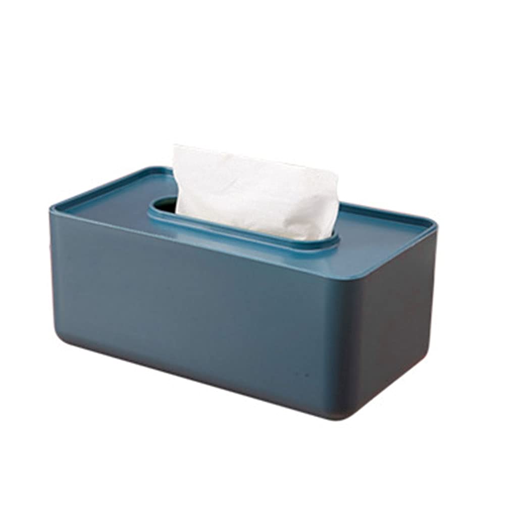 Kamonda Dark Blue Plastic Tissue Box Cover - Rectangular Napkin Holder & Dispenser for Home, Office, Bathroom Decor