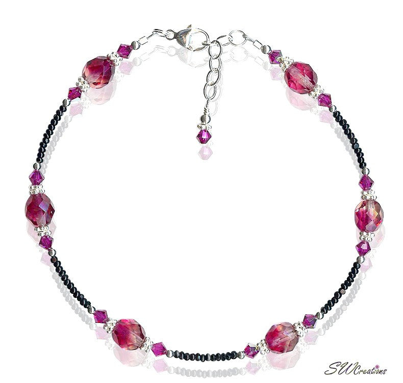 Elegant Knockout Rose Crystal Beaded Anklet - Dainty Rose Gold Ankle Bracelet for Women - Perfect for Weddings, Beach Vacations & Boho Fashion