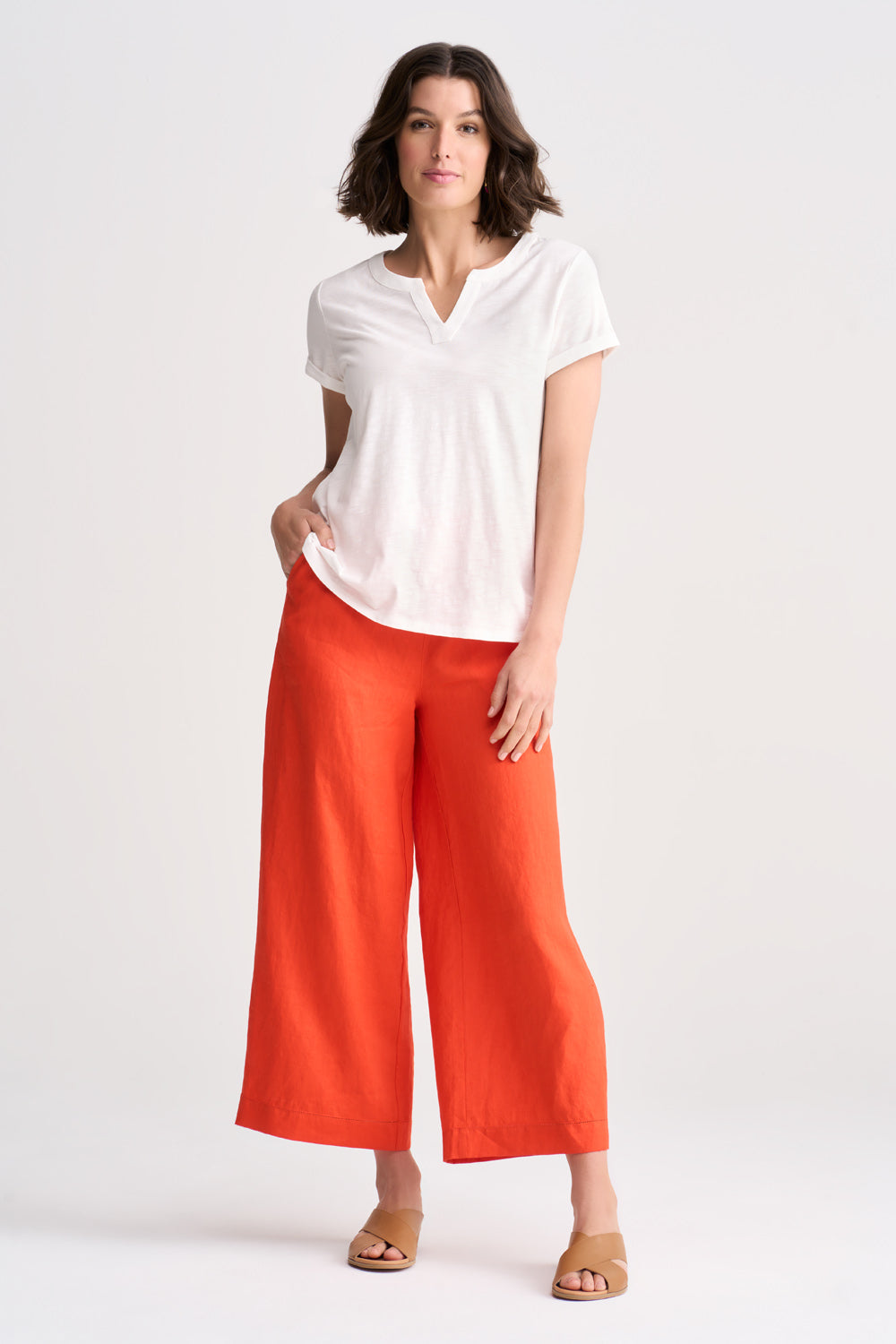 Premium Notch Neck Cotton T-Shirt for Women - Soft Breathable White Tee - Casual Wear, Layering & Everyday Outfits